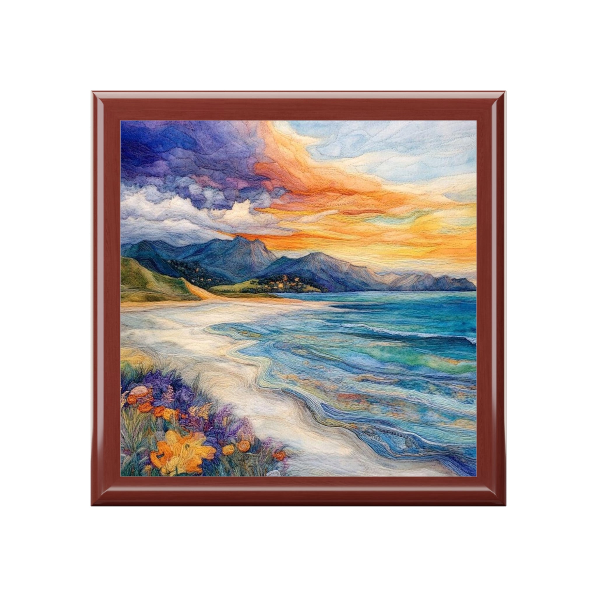 Coastal Jewelry Box | Ocean Waves Night Sky Trinket Box