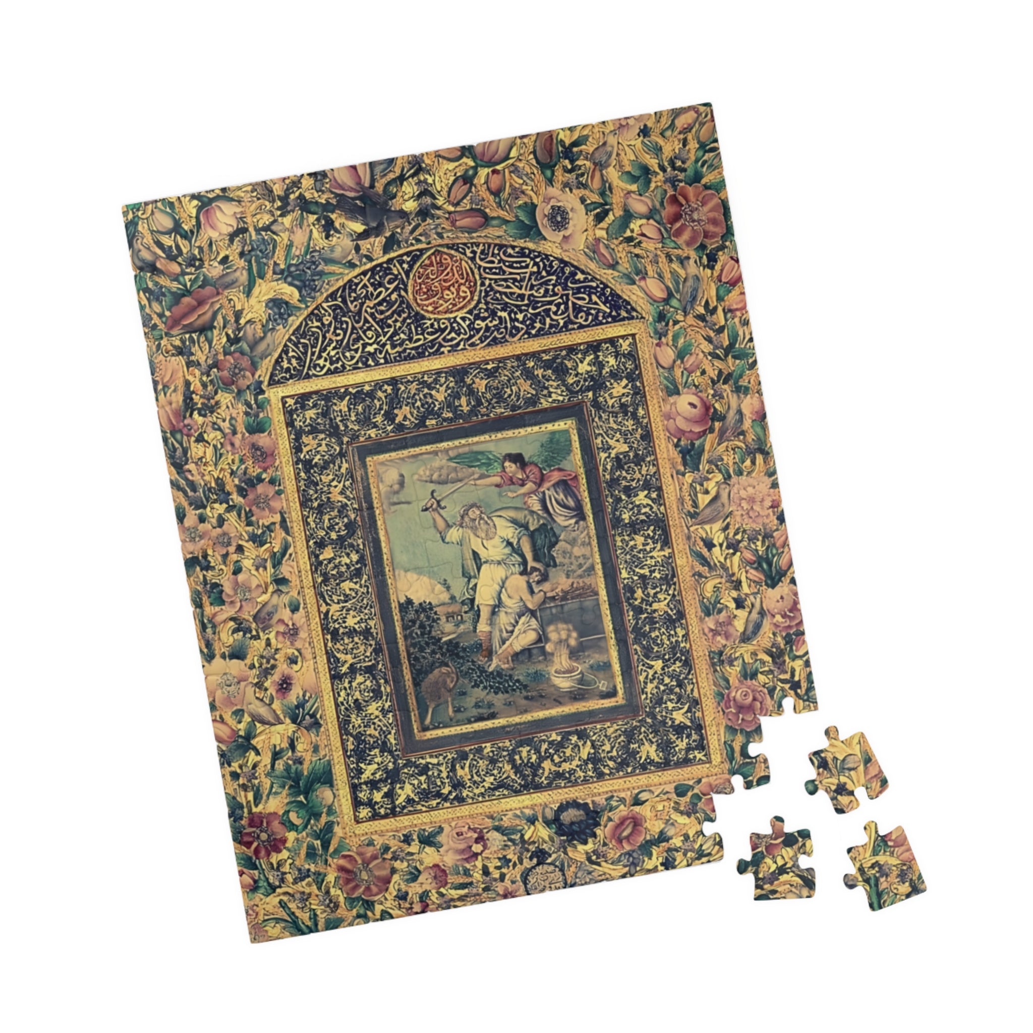 Medieval Religious Jigsaw Puzzle, Abrahams Sacrifice from The Book of Hours Puzzle 110 -520-pc Florentine Art Jigsaw