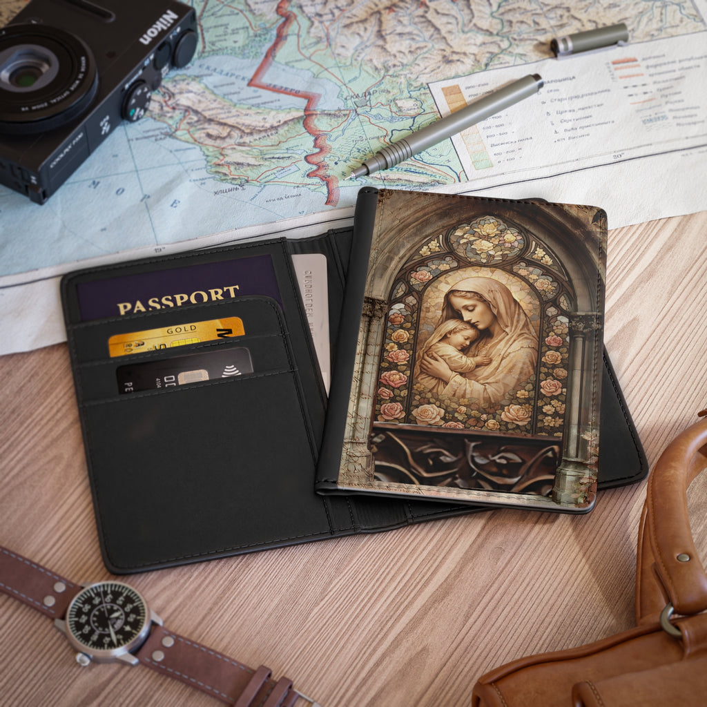 Marian Stained Glass Passport Cover | Virgin Mary Catholic Religious