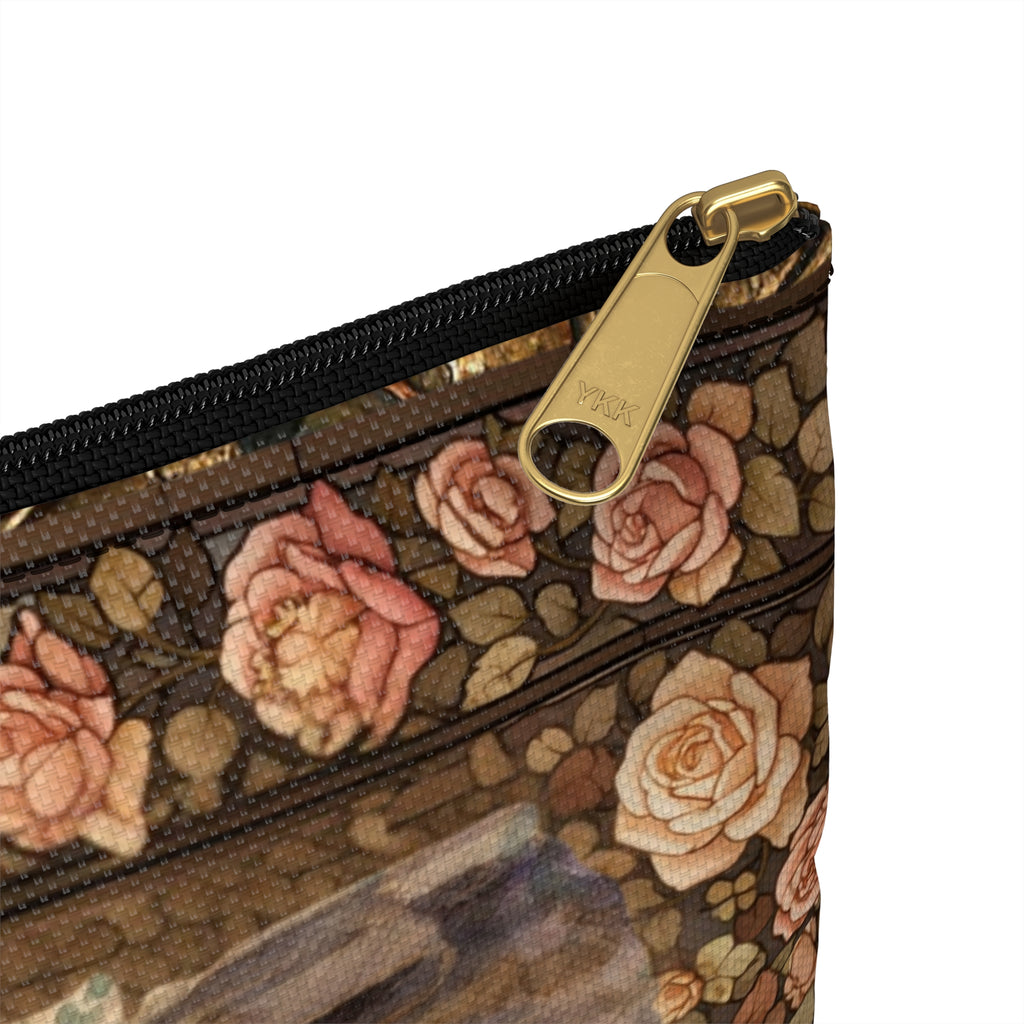 St. Thérèse Rosary Pouch Marian Roses & Doves Vegan Leather Case Accessory Pouch | Religious Rosary Makeup Bag