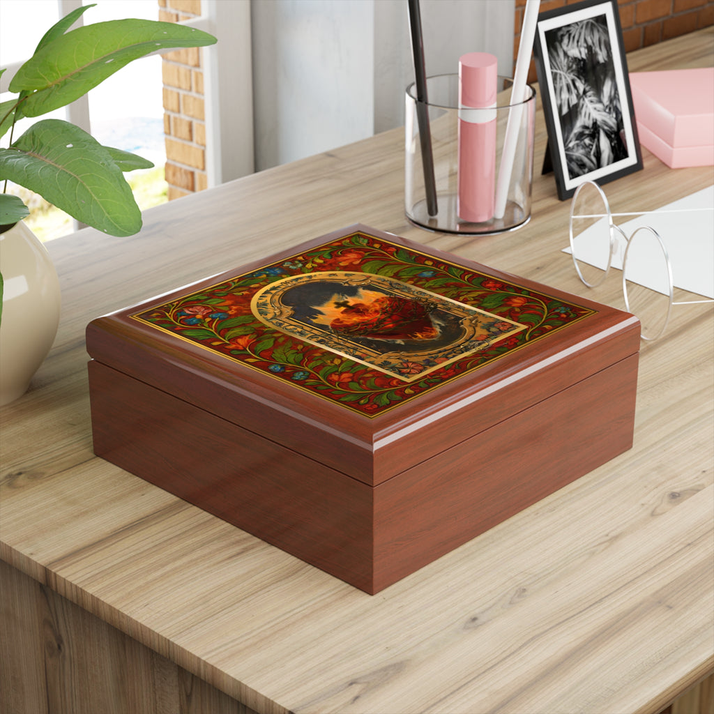 Sacred Heart of Jesus impasto painting Jewelry Box | Religious Keepsake