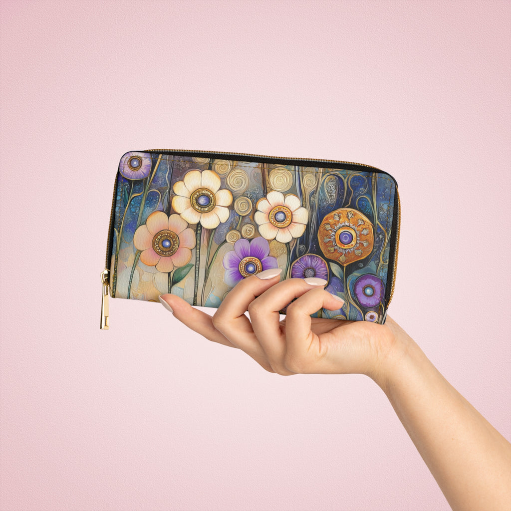 Klimt style Wallet Zipper Boho Billfold Surreal Art lovers Clutch Purse