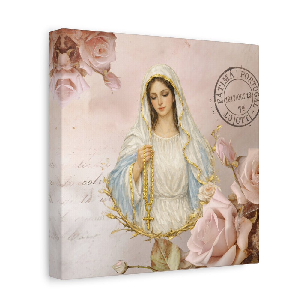 Our Lady of the Rosary Vintage Canvas Wall Hanging Matte Canvas, Stretched 1.25"