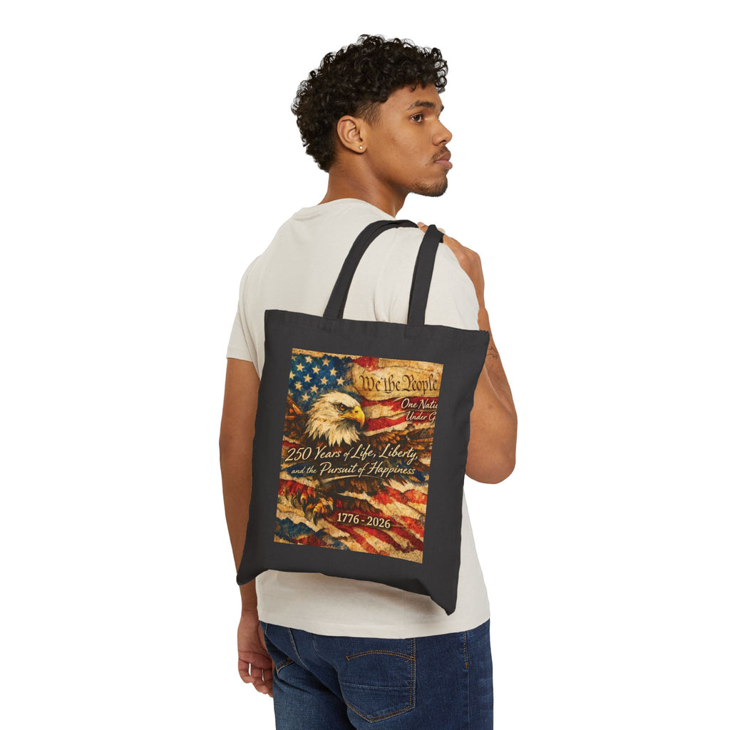 We the People Eagle Flag 250 Years Tote Bag | 1776-2026 Patriotic Canvas