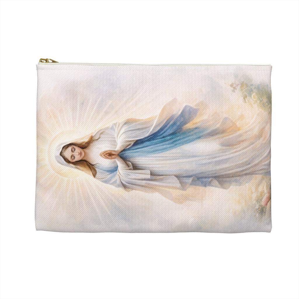 Virgin Mary Illustration Accessory Pouch | Religious Rosary Makeup Bag