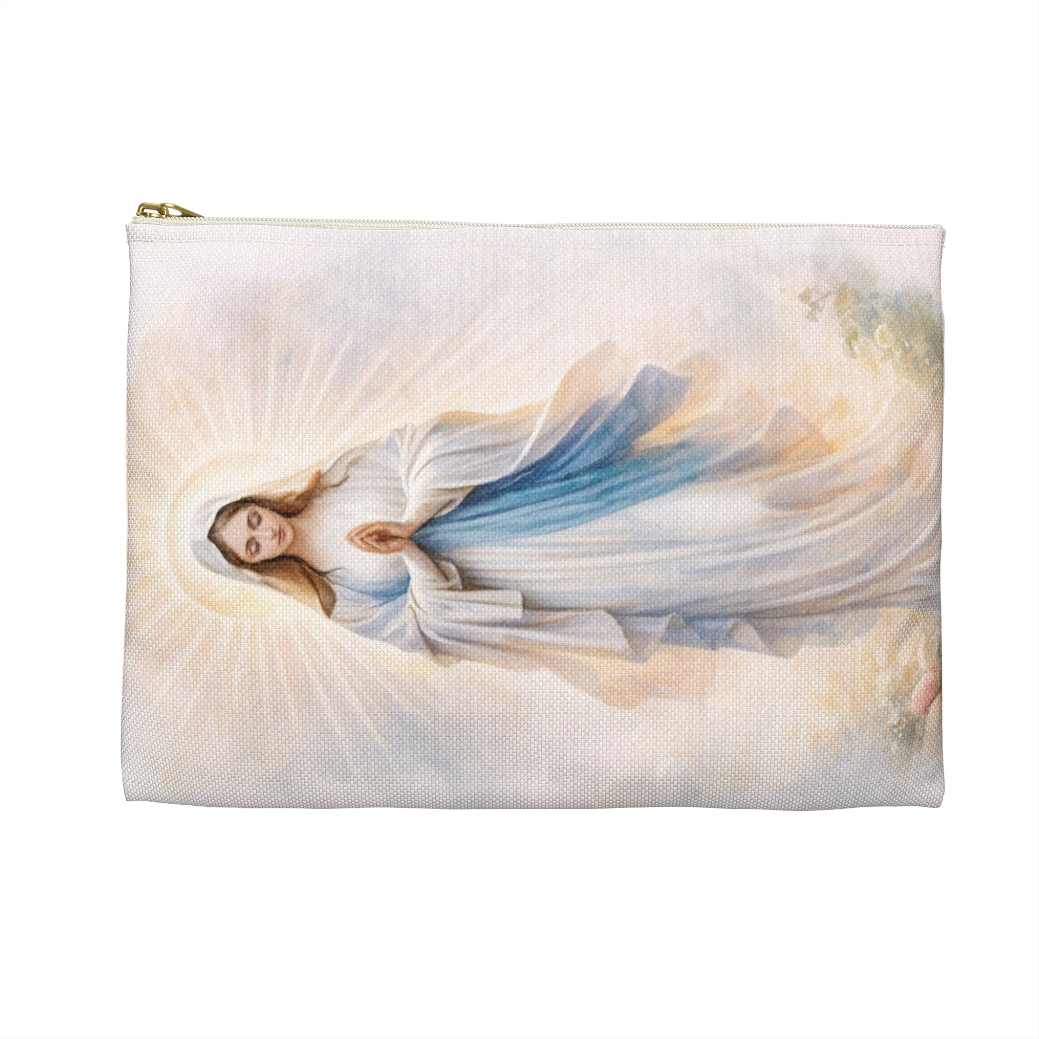 Virgin Mary Illustration Accessory Pouch | Religious Rosary Makeup Bag