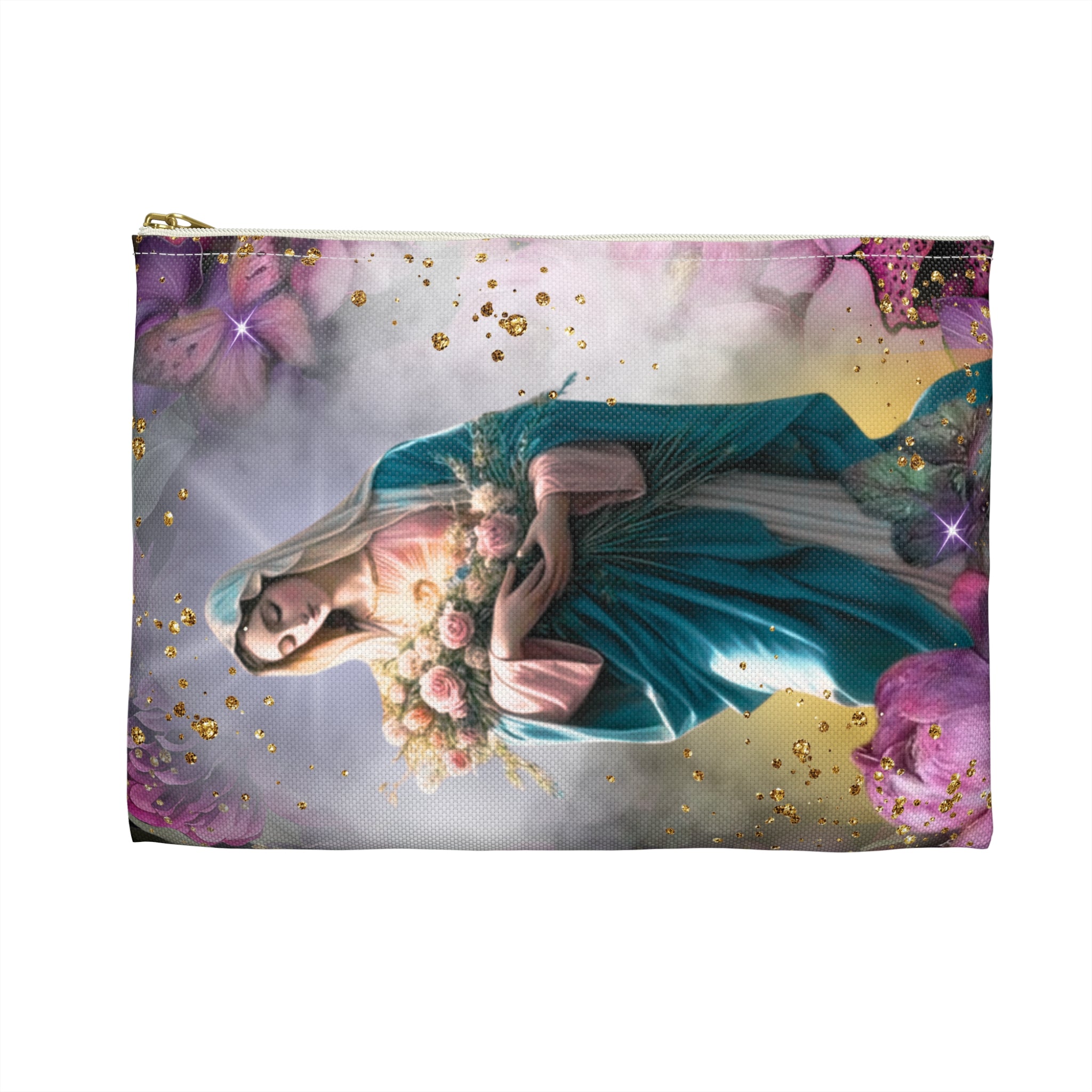Virgin Mary Floral Accessory Pouch | Religious Rosary Bag