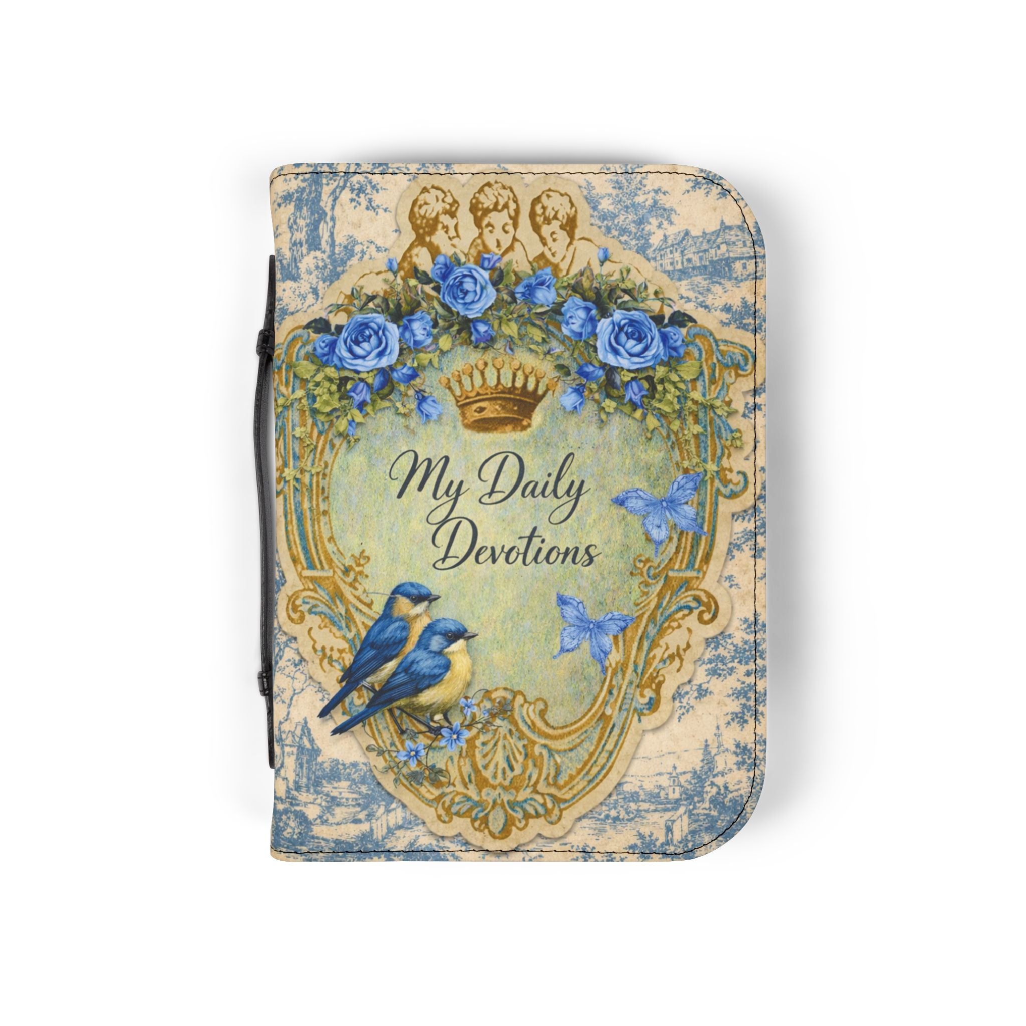 Daily Devotions Toile Bible Cover | Zippered Missal Cover with Handle