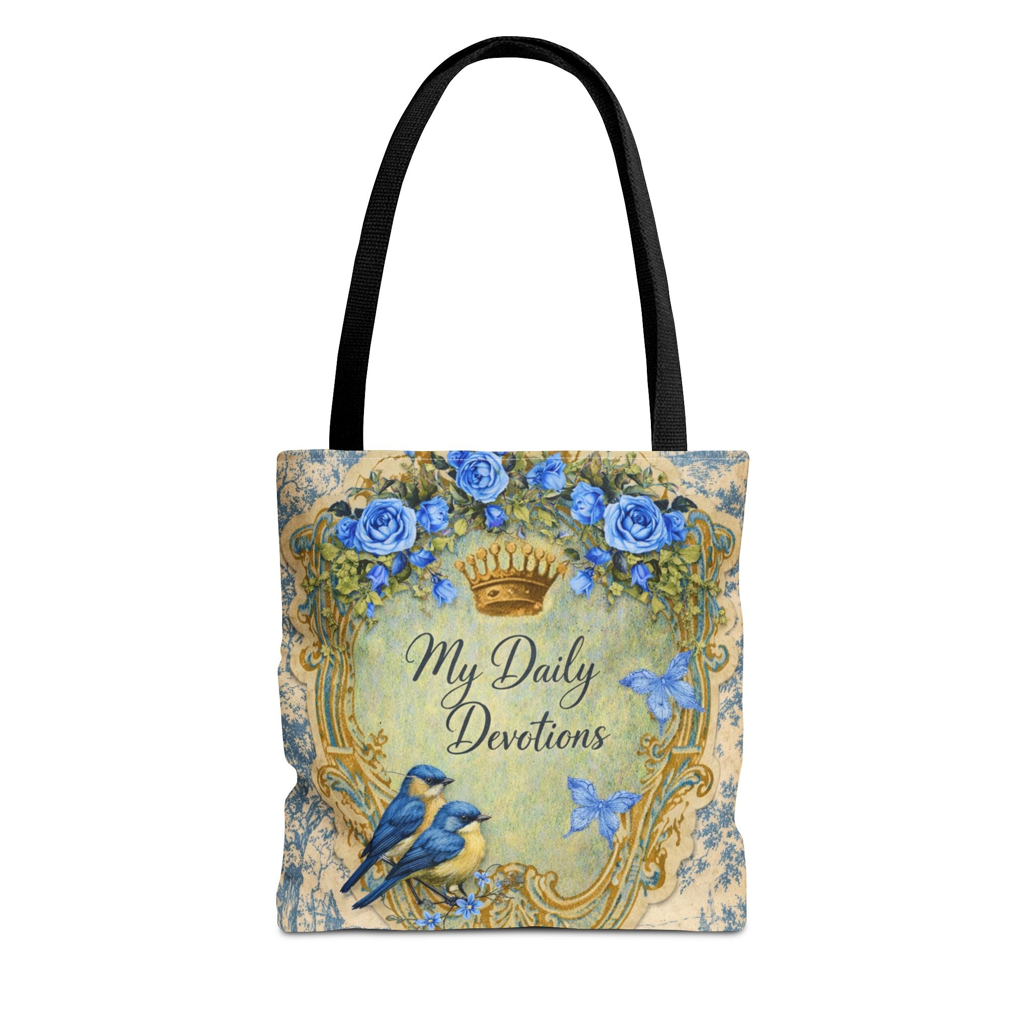 Daily Devotions Tote Bag | Bluebird Toile Bible Study Accessory | Christian Shoulder Bag