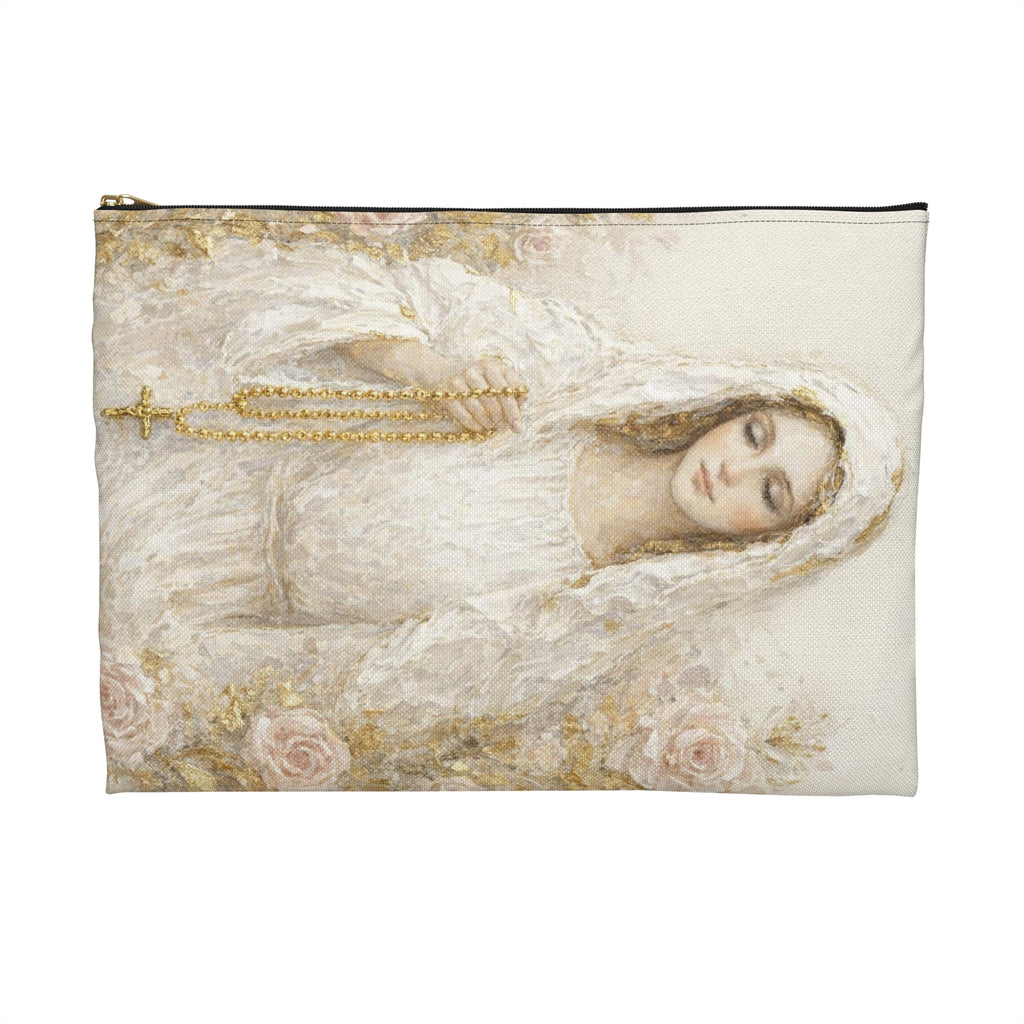Our Lady Virgin Mary Accessory Pouch | Catholic Rosary Case, Vintage Christian Gift, Cosmetic Bag, Baptism Confirmation Present
