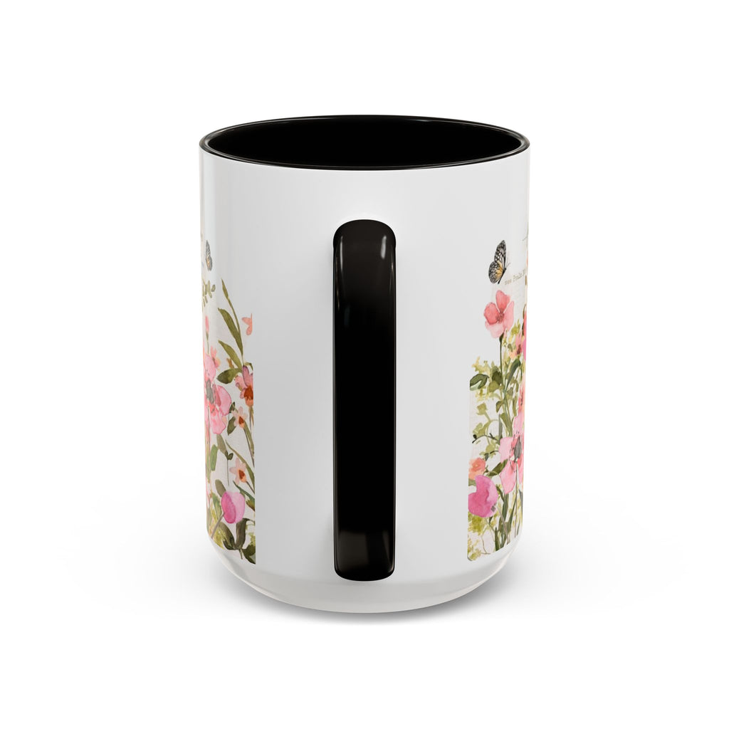Pink Watercolor Wildflowers Mug | Butterfly Accent Scripture Coffee Cup Gift for Her