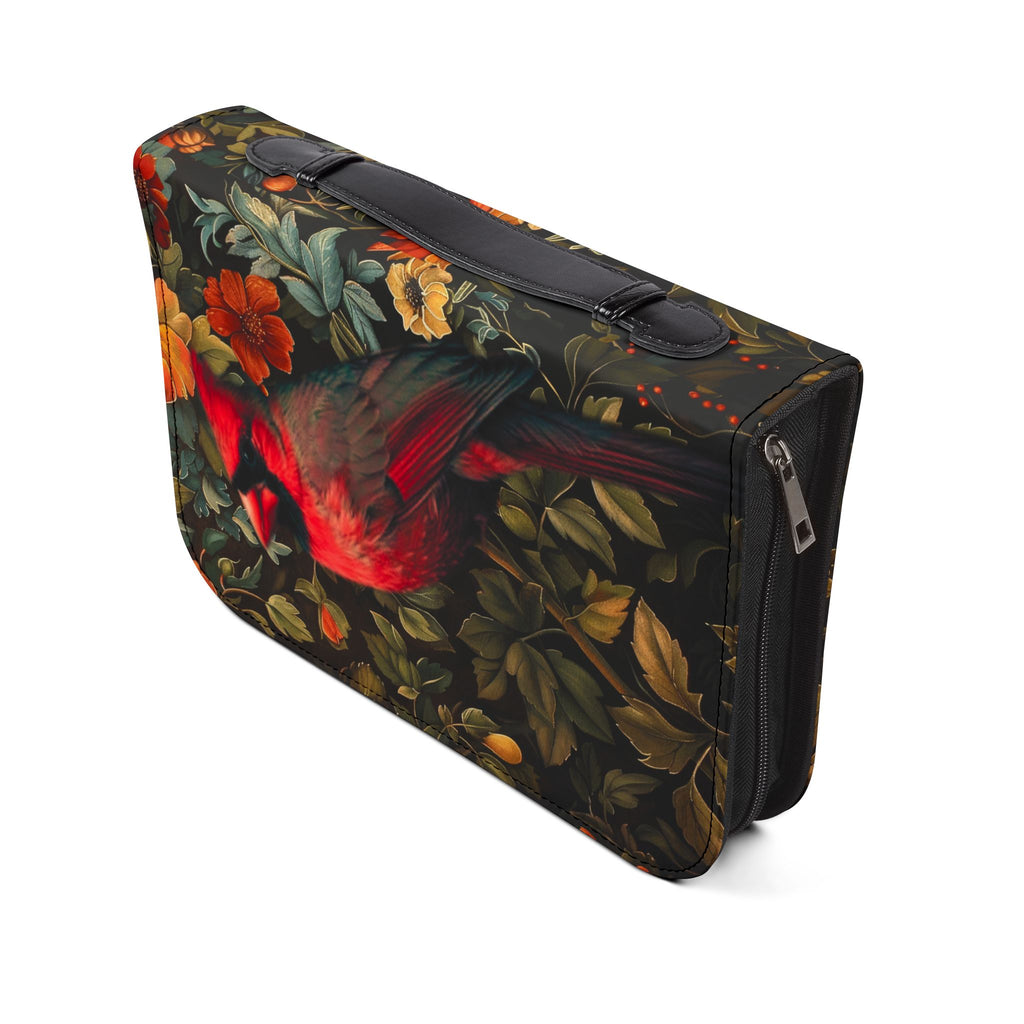 Cardinal Floral Bible Cover | Zippered Scripture Organizer | Bible Carrying Case