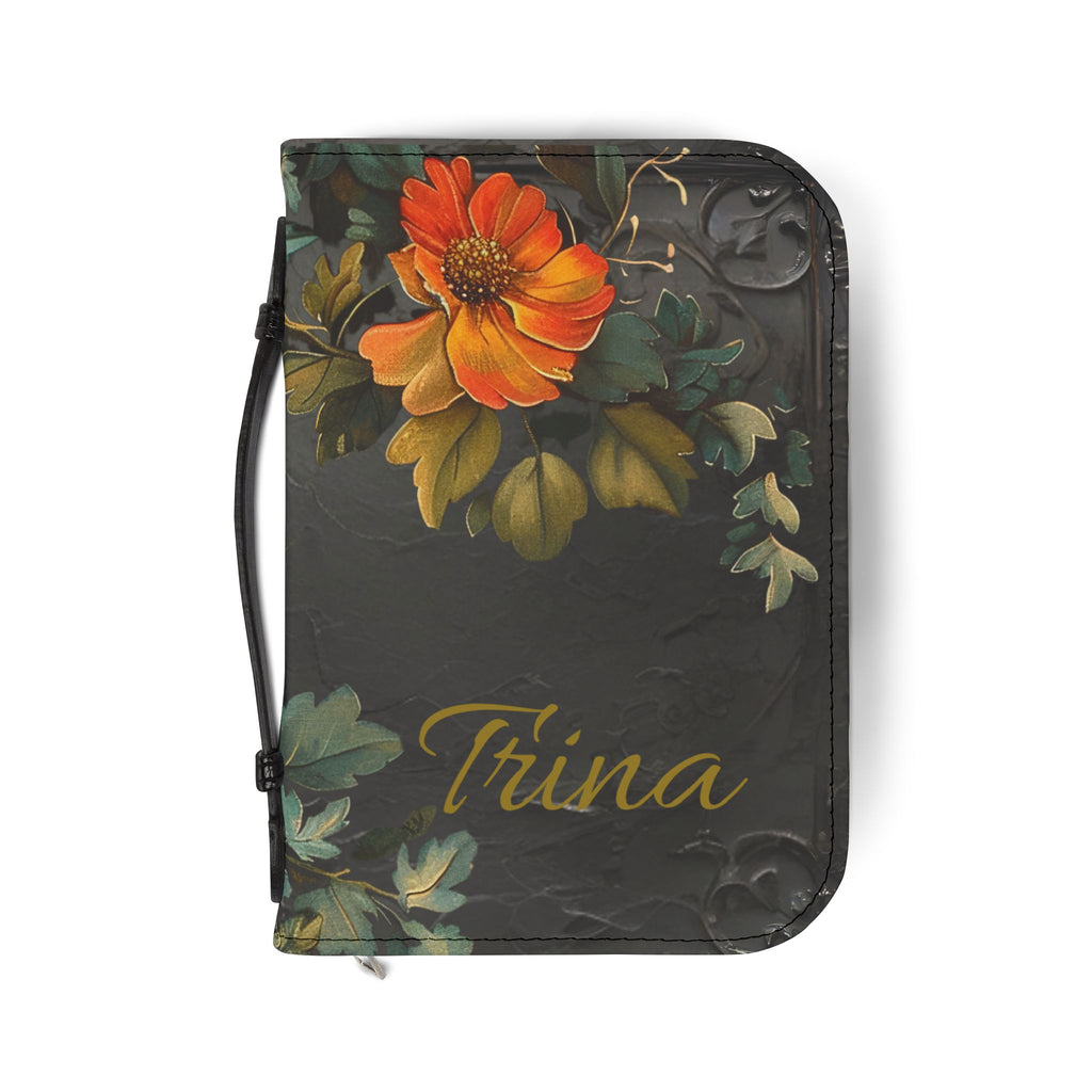 3D IMAGE Floral Bible Cover | Floral Design | Christian Gift | Vegan Leather Bible Case with Handle & Zipper | Bible Study Accessory