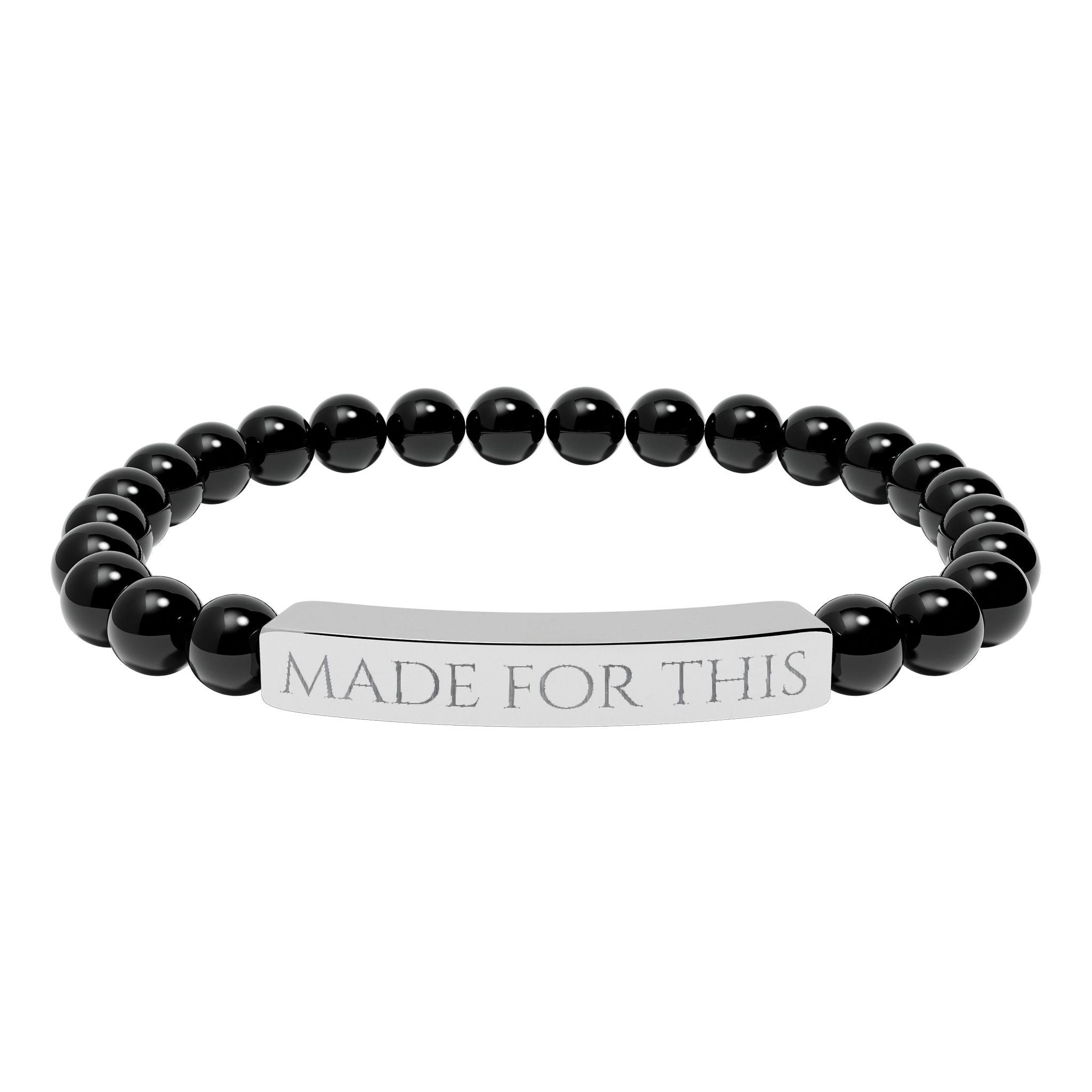 MADE FOR THIS Natural Stone Stretch Bar Bracelet | Engraved Christian Bracelet