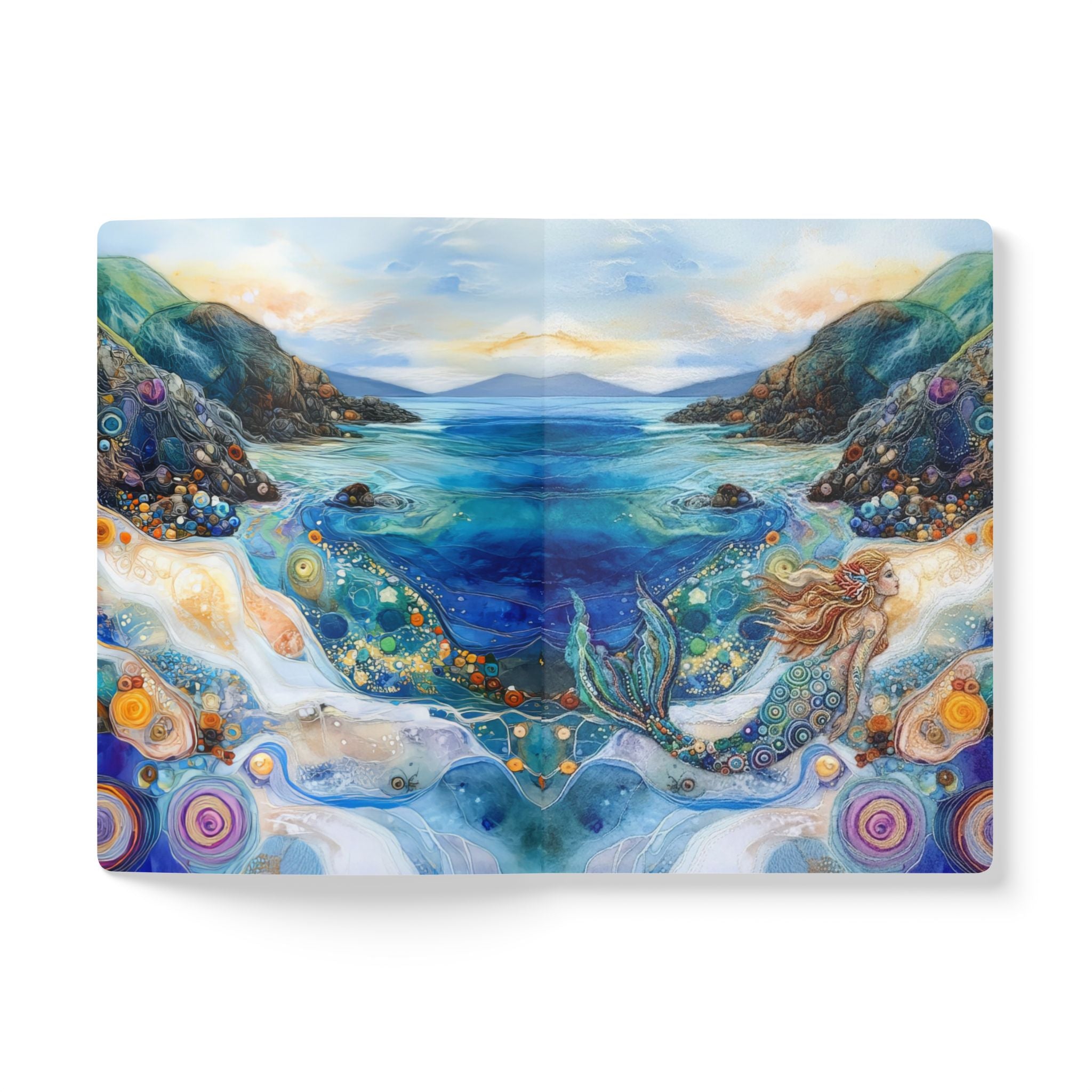 Ocean Sunrise Abstract Waves journal | Softcover Notebook