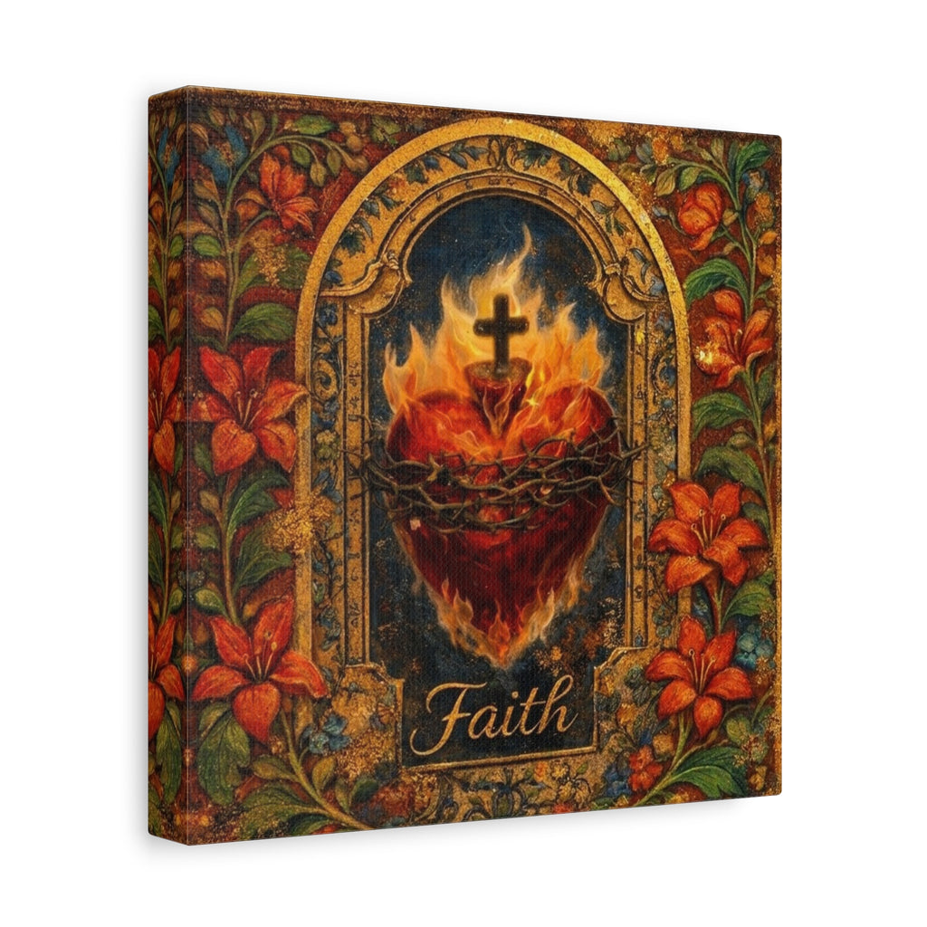Copy of Flaming Sacred Heart Faith Canvas