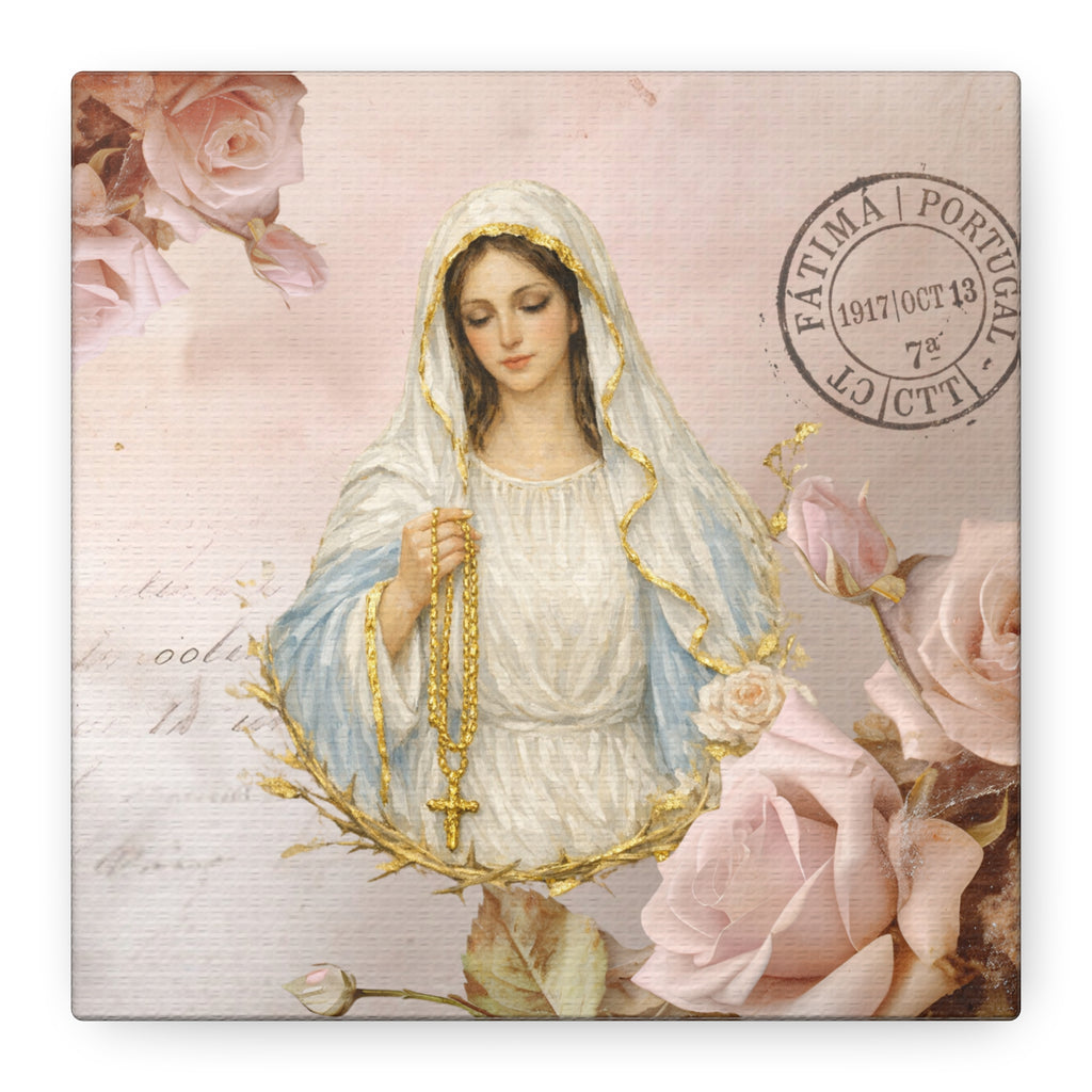 Our Lady of the Rosary Vintage Canvas Wall Hanging Matte Canvas, Stretched 1.25"