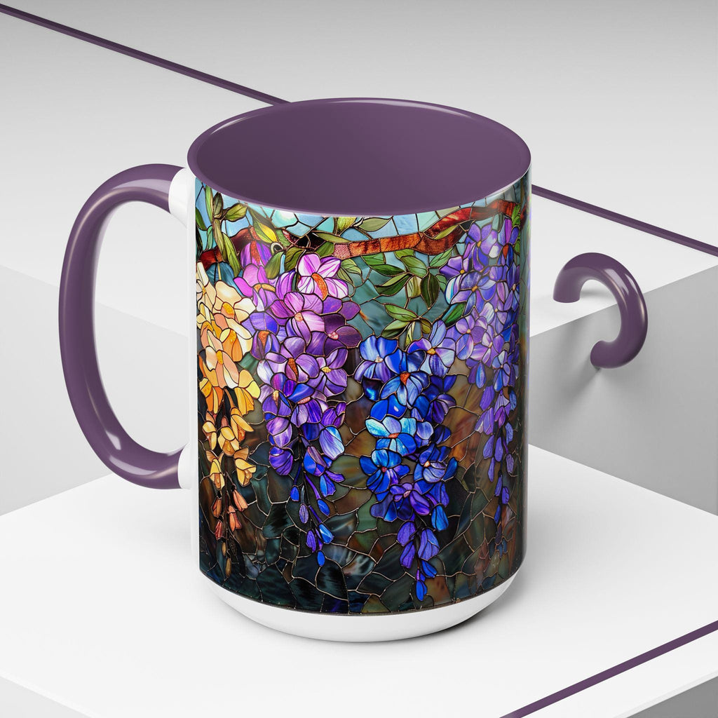 Wisteria Floral Stained Glass Mug | Accent Coffee Mug | House Warming Gift