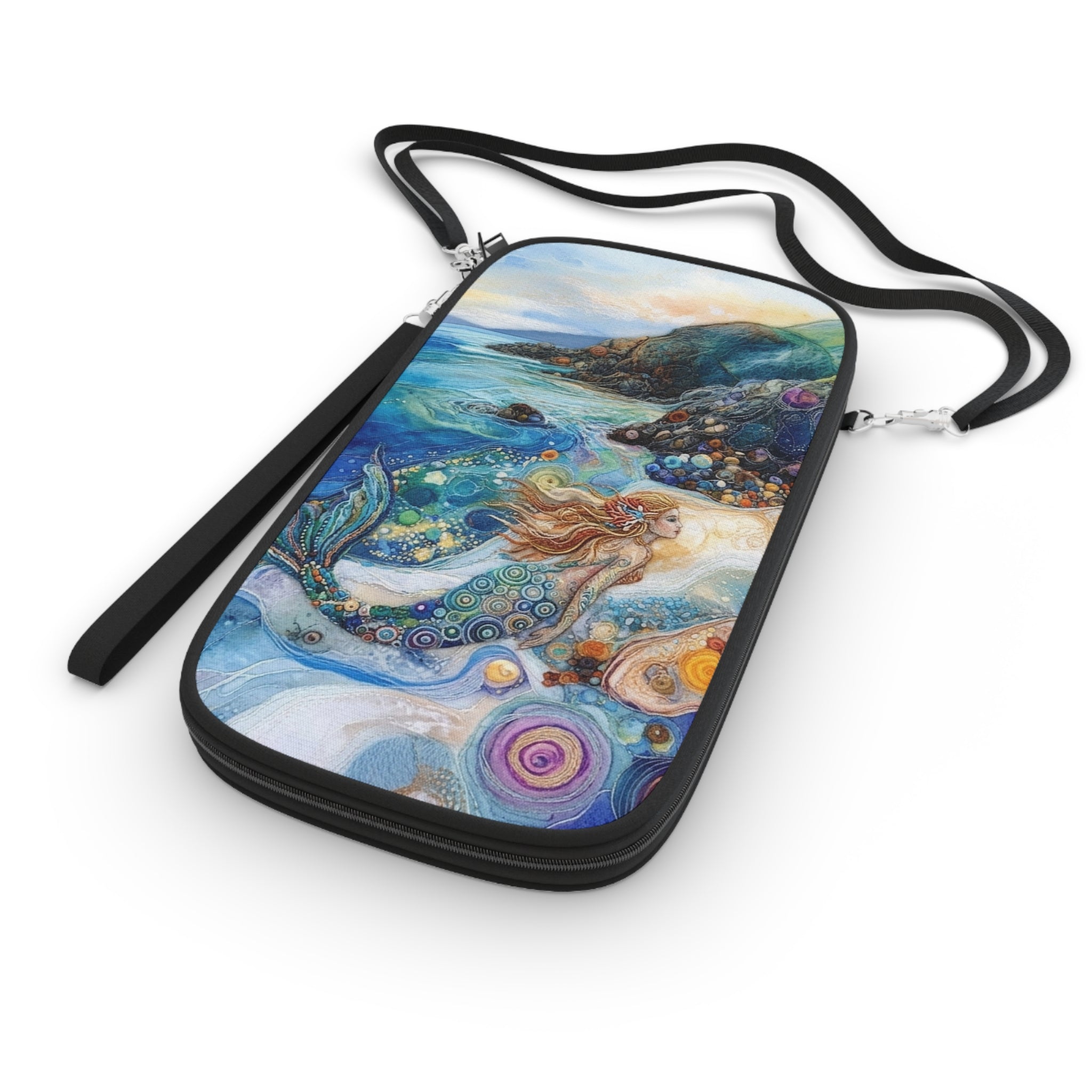 Seashell Beach Wallet Passport Wallet | Coastal Shells Starfish Ocean Wristlet Crossbody