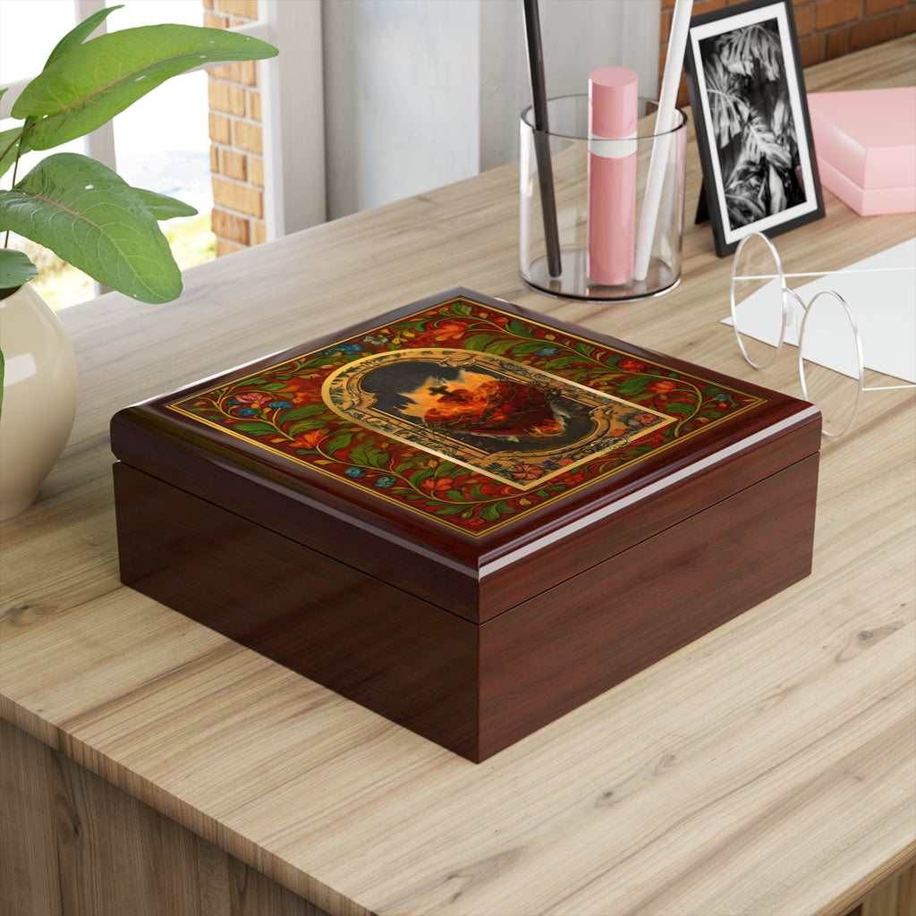 Sacred Heart of Jesus impasto painting Jewelry Box | Religious Keepsake