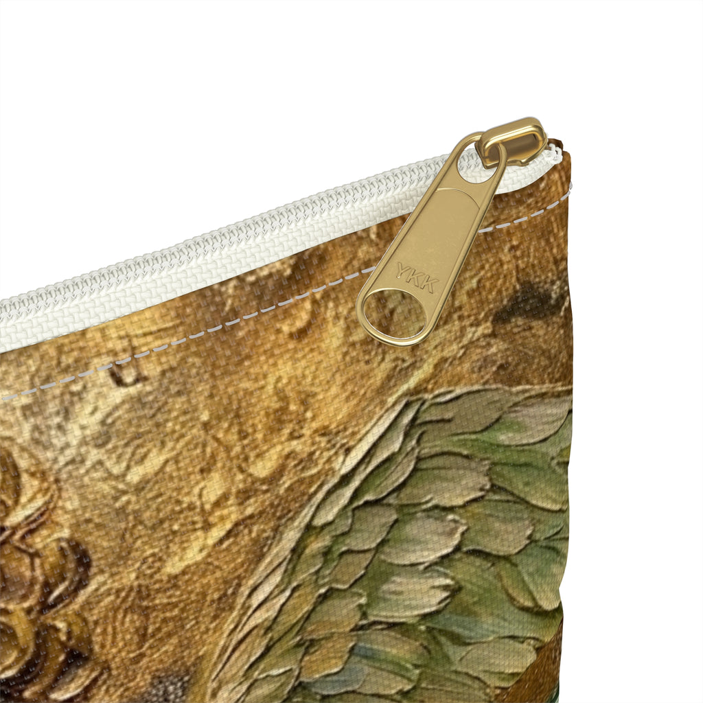 Textured Angel Accessory Pouch | Angel Wings Design, Zippered Makeup Bag