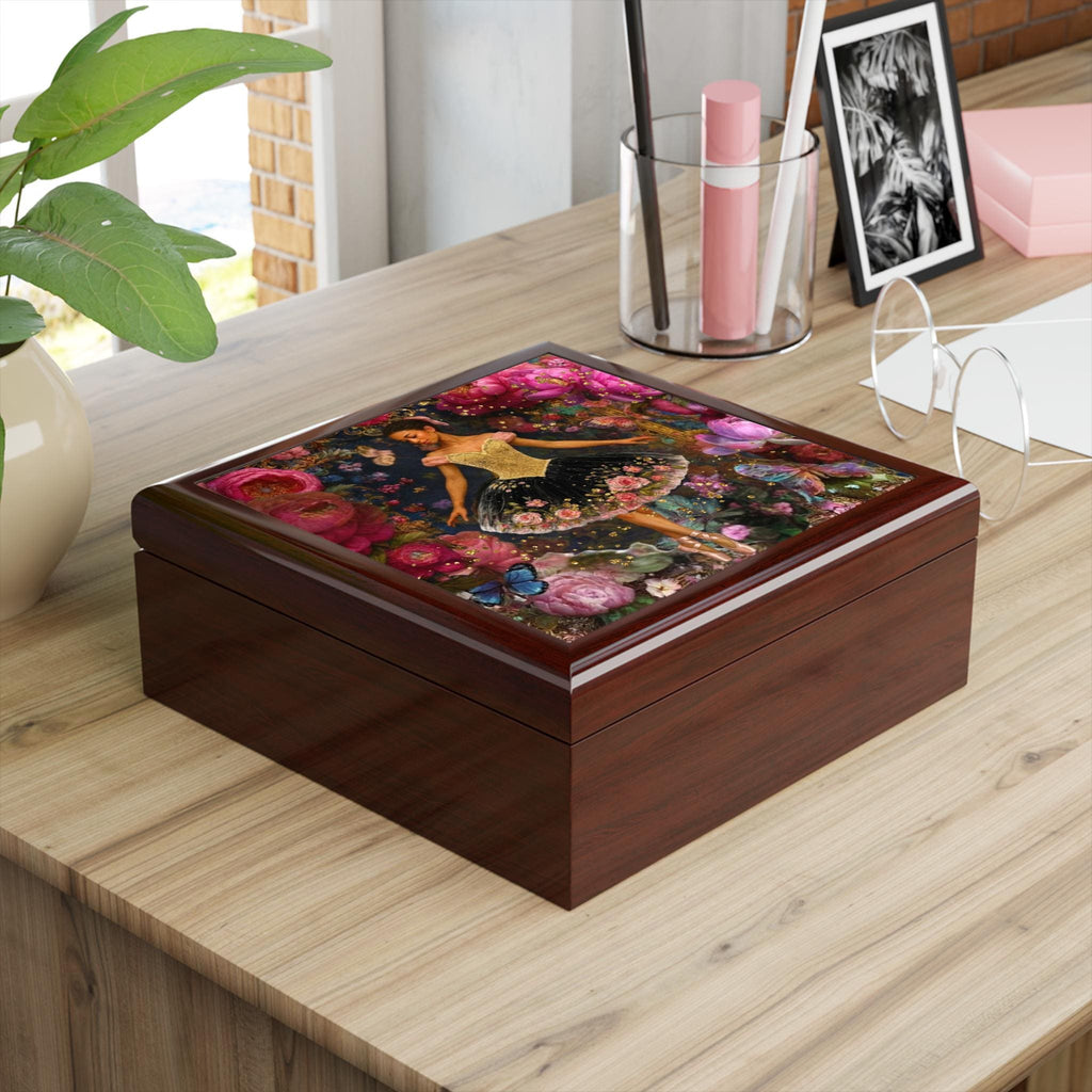 Black Ballerina Keepsake Box, Ballet Art Jewelry Box