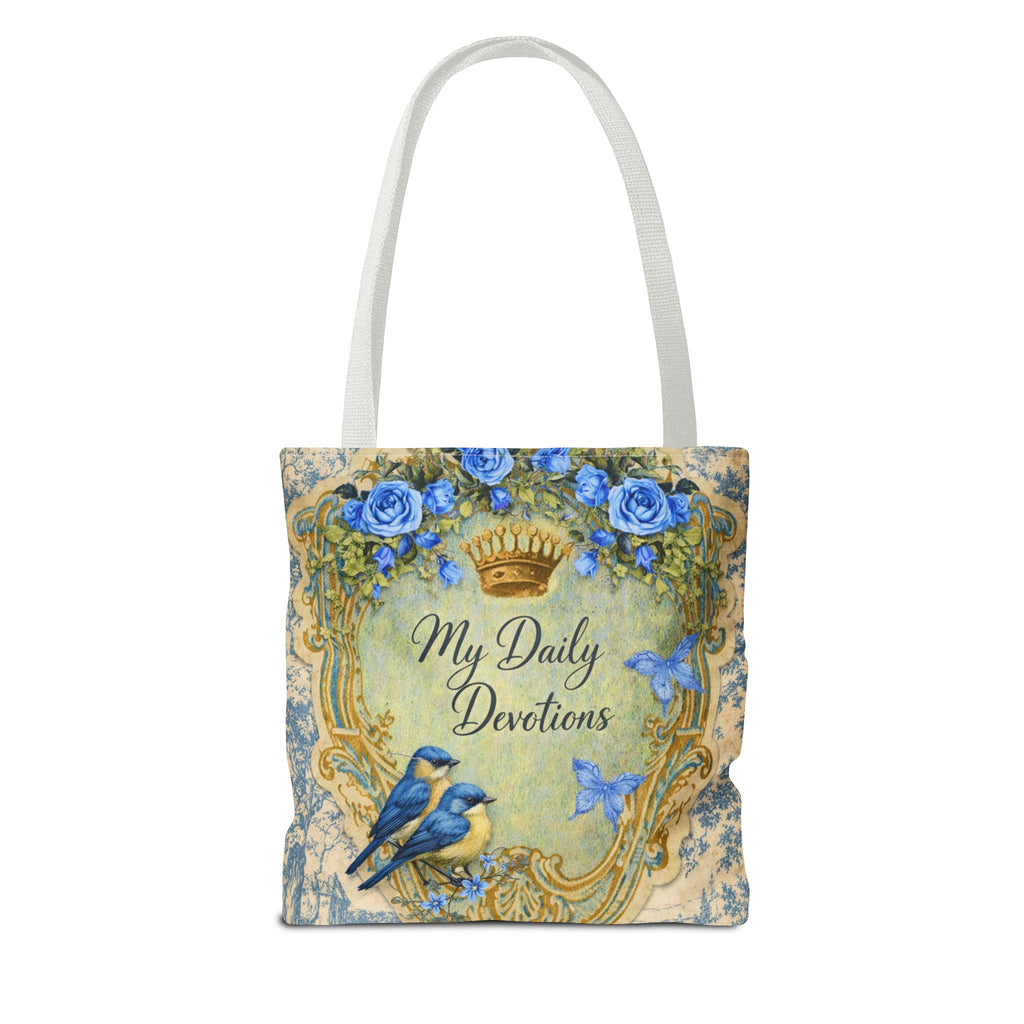 Daily Devotions Tote Bag | Bluebird Toile Bible Study Accessory | Christian Shoulder Bag