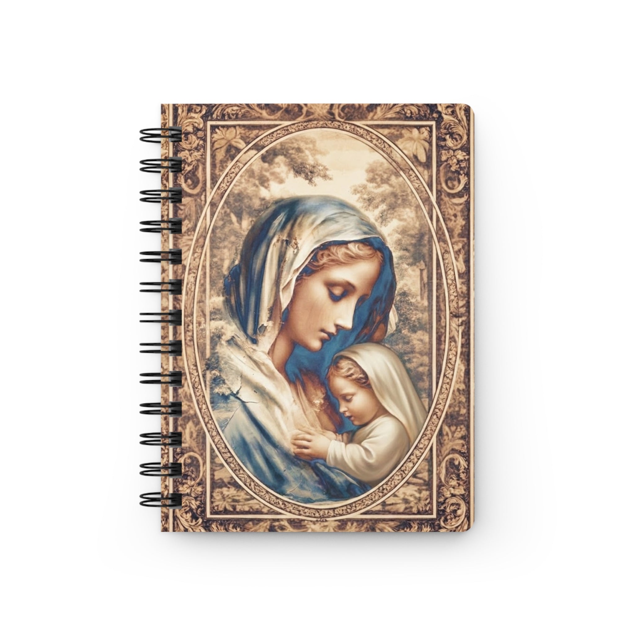 Madonna and Child Spiral Bound Journal | 4 Vintage Illuminated Manuscript Images Daily Prayer Journal Gift for Catholic