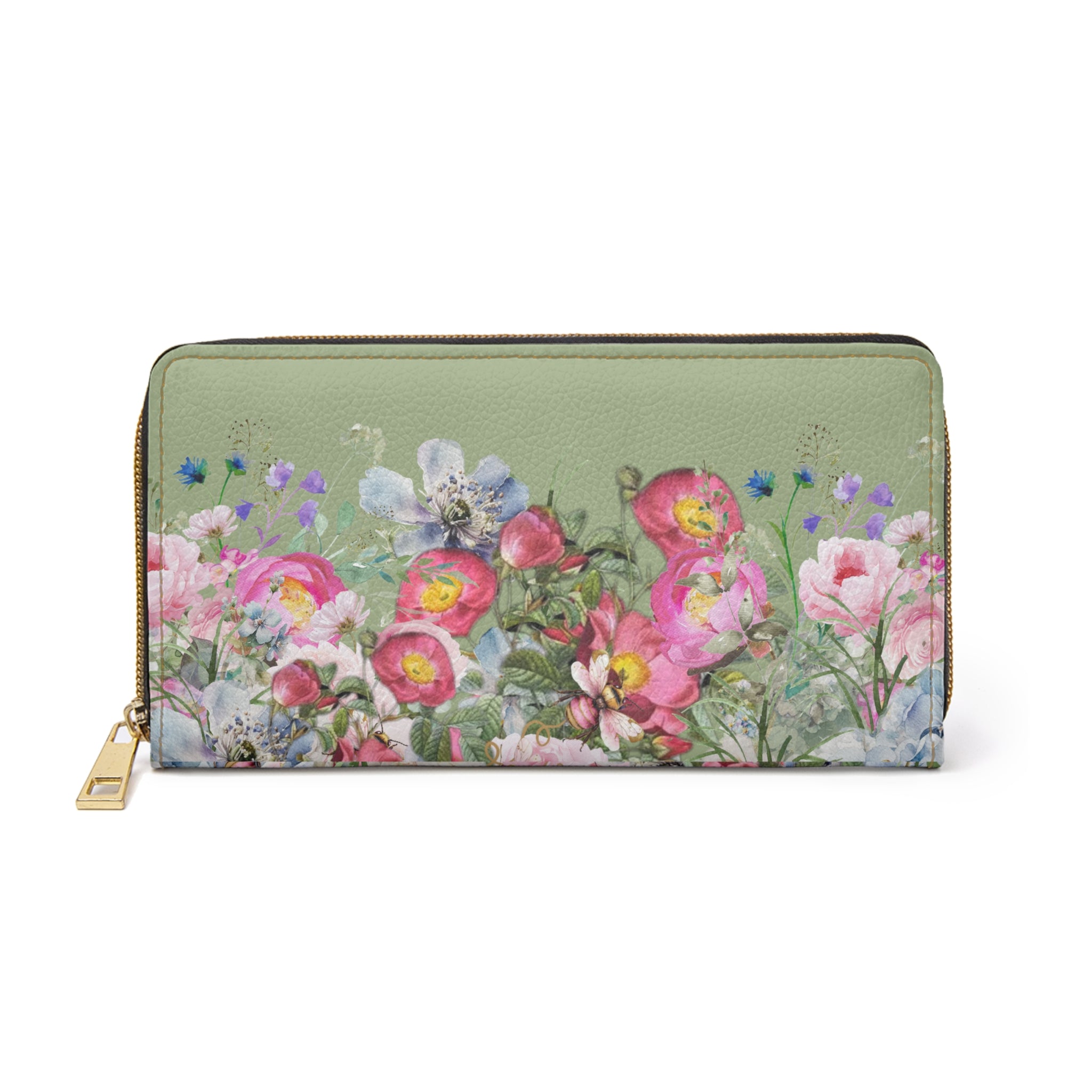 Sage Green Cottagecore Wallet Meadow Flower Bag, Floral Small Purse Vintage Botanical Wallet for Women,Romantic Gift for Her, Cottage Core