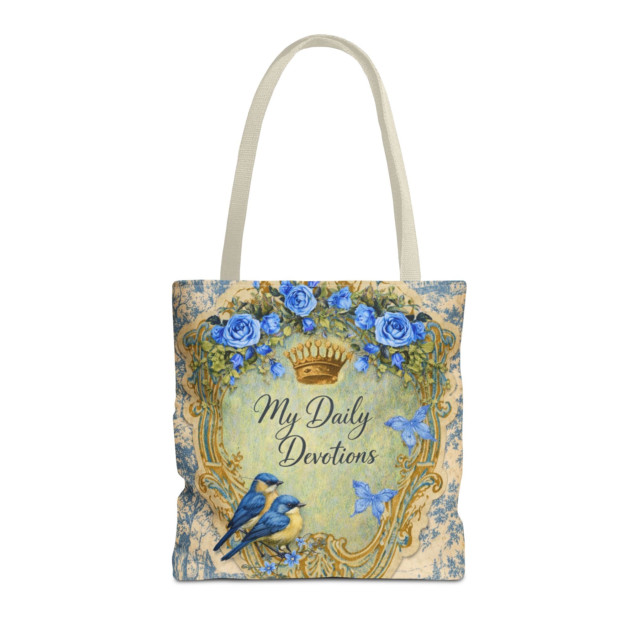 Daily Devotions Tote Bag | Bluebird Toile Bible Study Accessory | Christian Shoulder Bag
