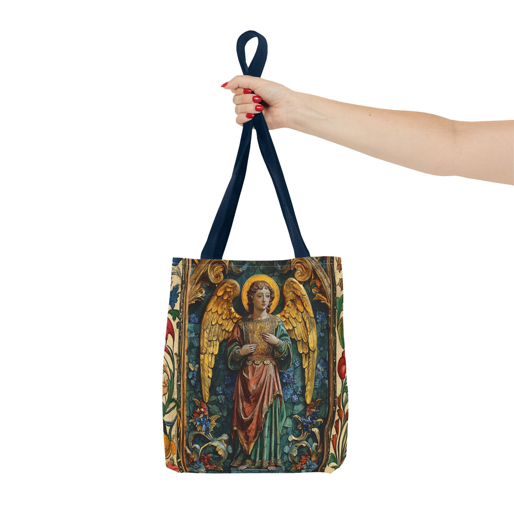 Medieval Manuscript Angel Tote | Ornate Religious Artwork, AOP Shoulder Bag Gift for Catholic