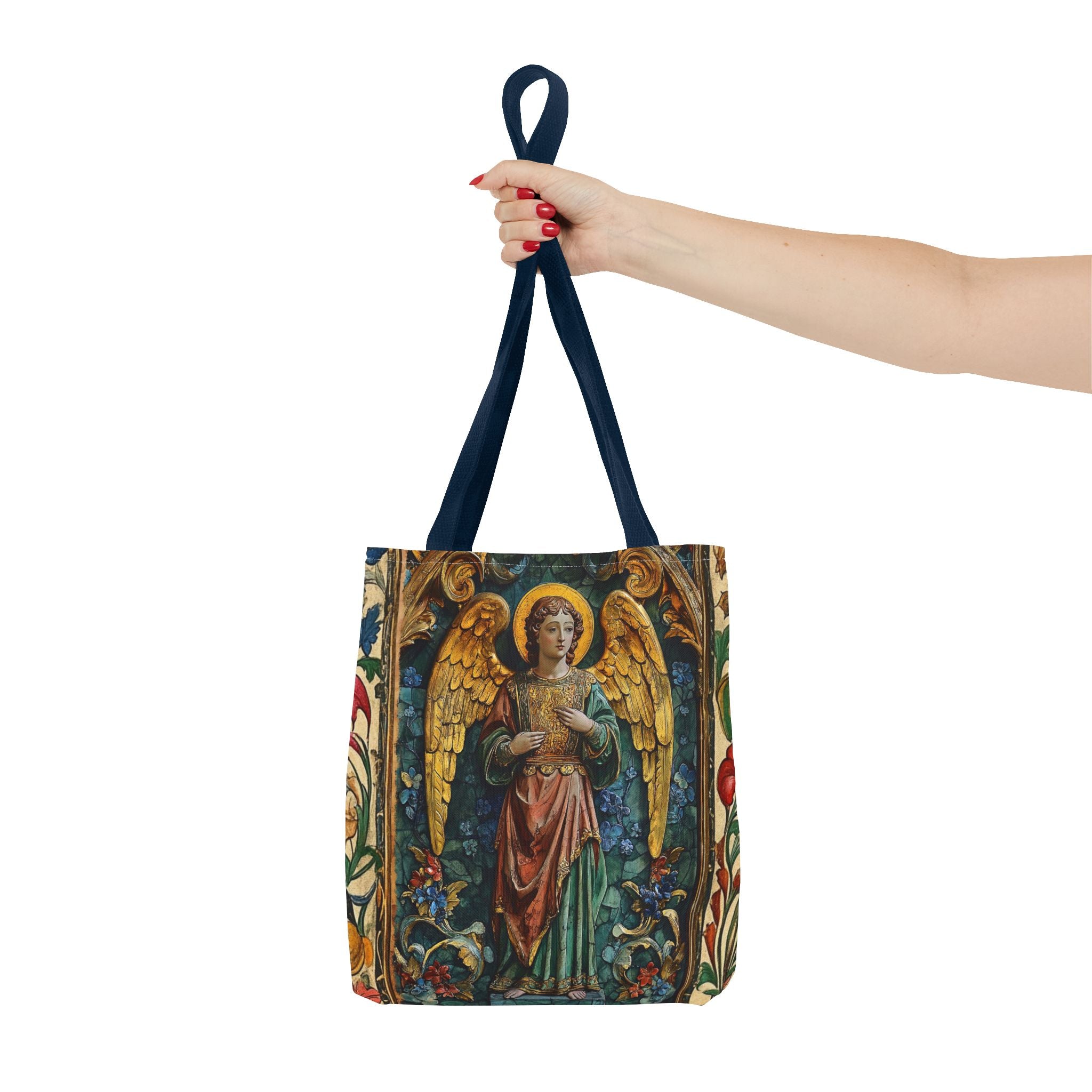 Medieval Manuscript Angel Tote | Ornate Religious Artwork, AOP Shoulder Bag Gift for Catholic
