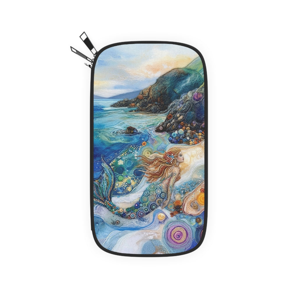 Seashell Beach Wallet Passport Wallet | Coastal Shells Starfish Ocean Wristlet Crossbody