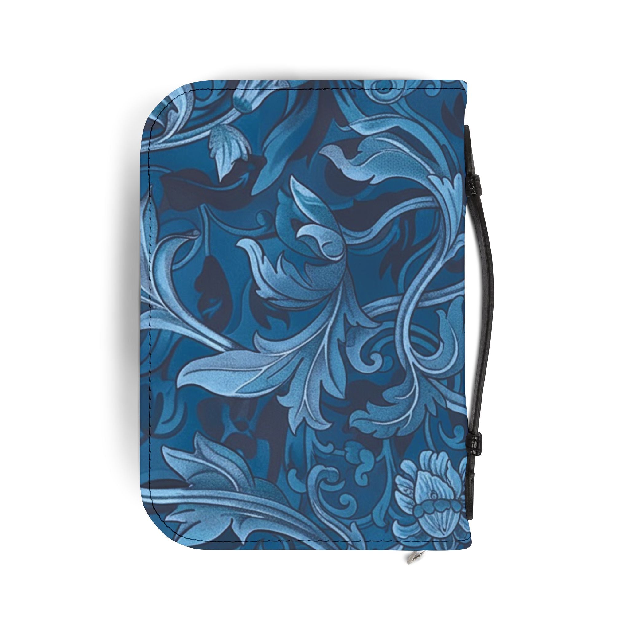 Floral Crucifix Bible Cover Vegan Leather Bible Cover with Handle & Zipper | Christian Bible Study