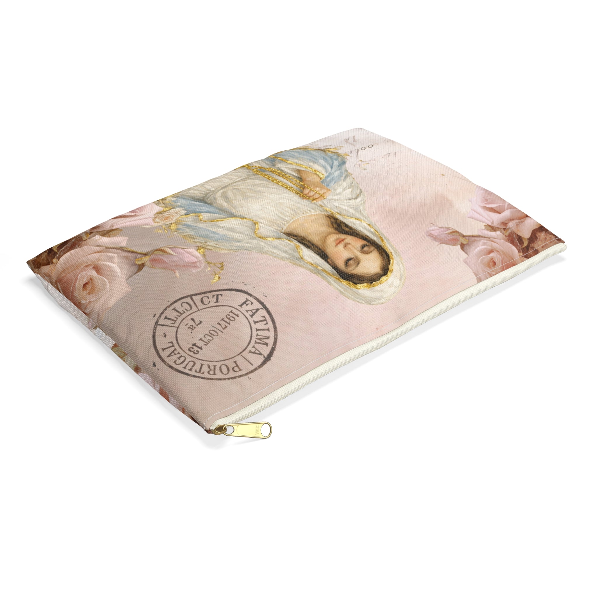 Our Lady of Fatima Accessory Pouch | Rosary Vintage Floral Print