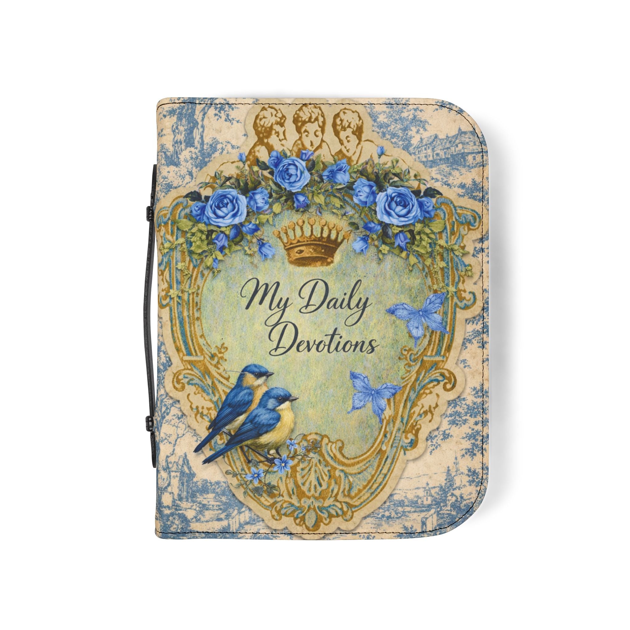 Daily Devotions Toile Bible Cover | Zippered Missal Cover with Handle