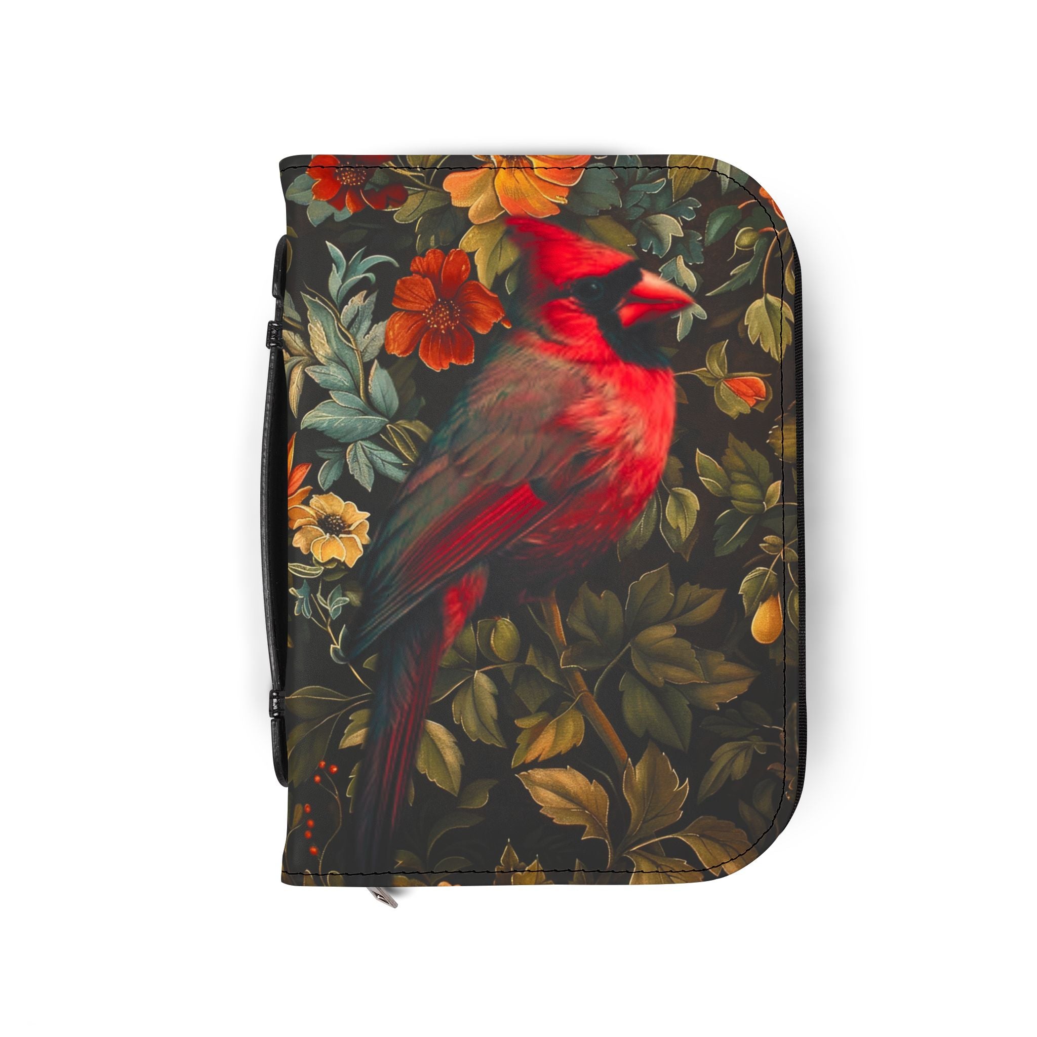 Cardinal Floral Bible Cover | Zippered Scripture Organizer | Bible Carrying Case