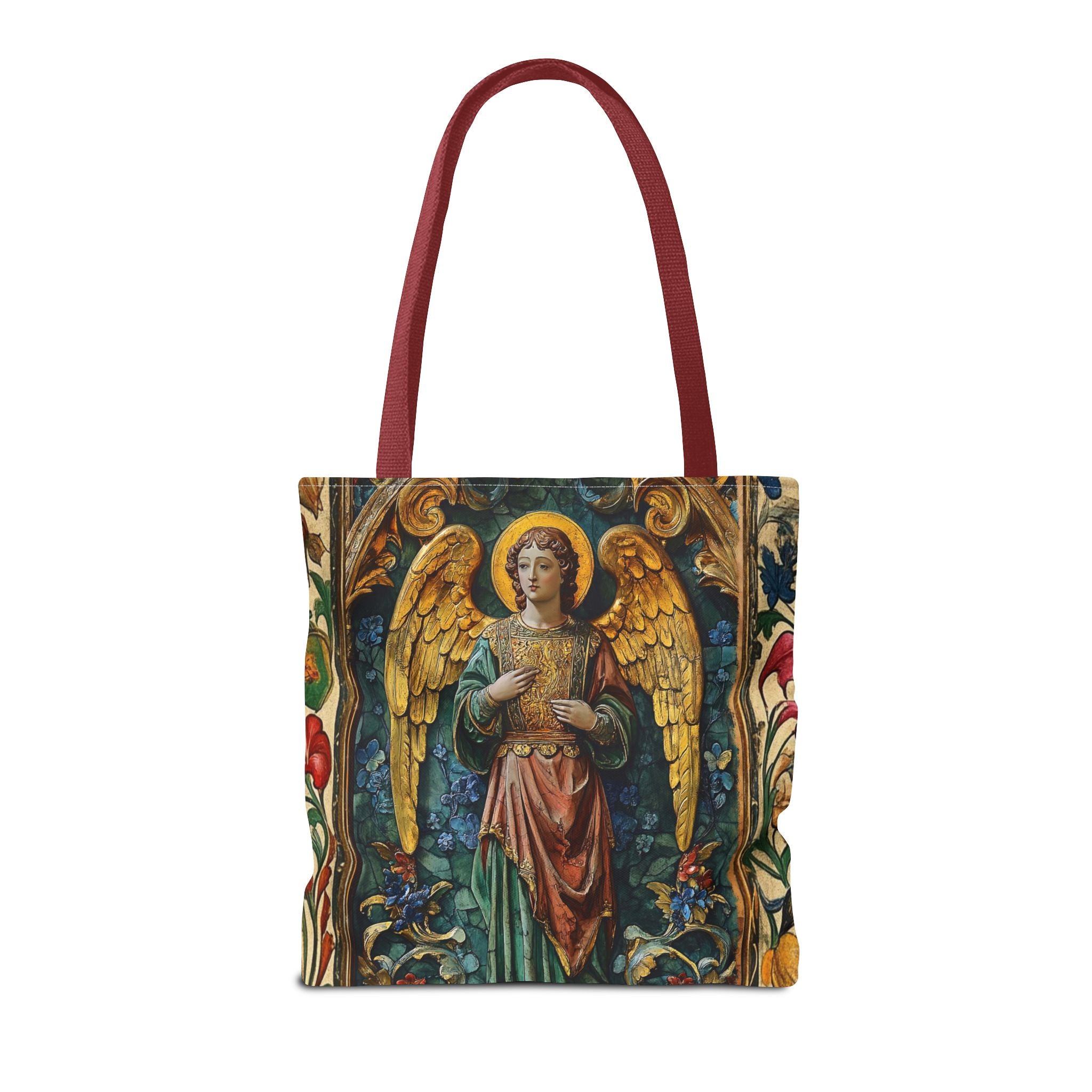 Medieval Manuscript Angel Tote | Ornate Religious Artwork, AOP Shoulder Bag Gift for Catholic