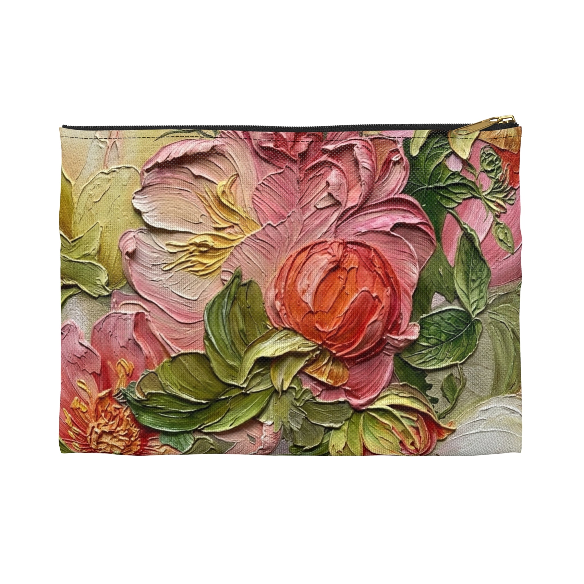Floral Impasto Accessory Bag Floral Zipper Bag