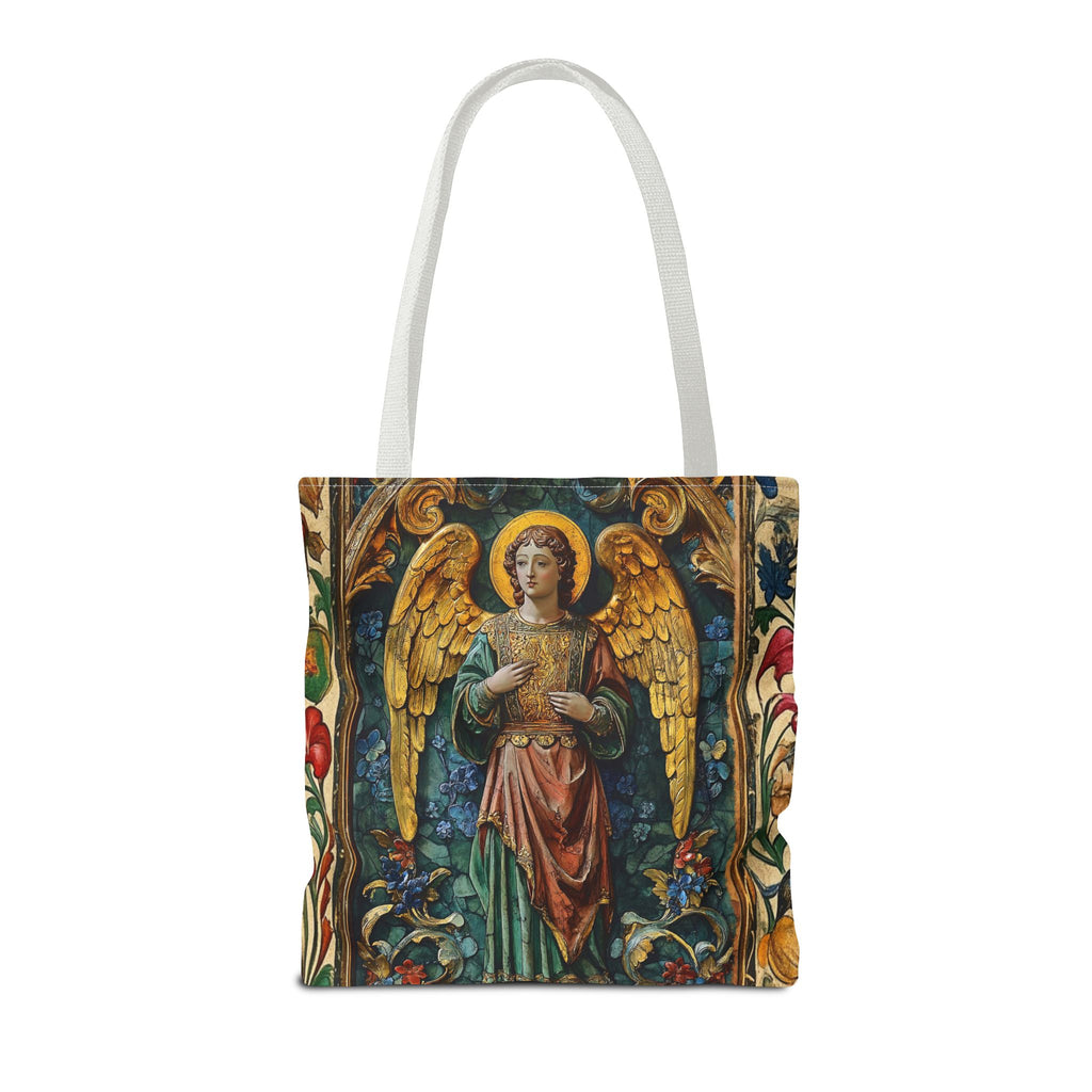 Medieval Manuscript Angel Tote | Ornate Religious Artwork, AOP Shoulder Bag Gift for Catholic