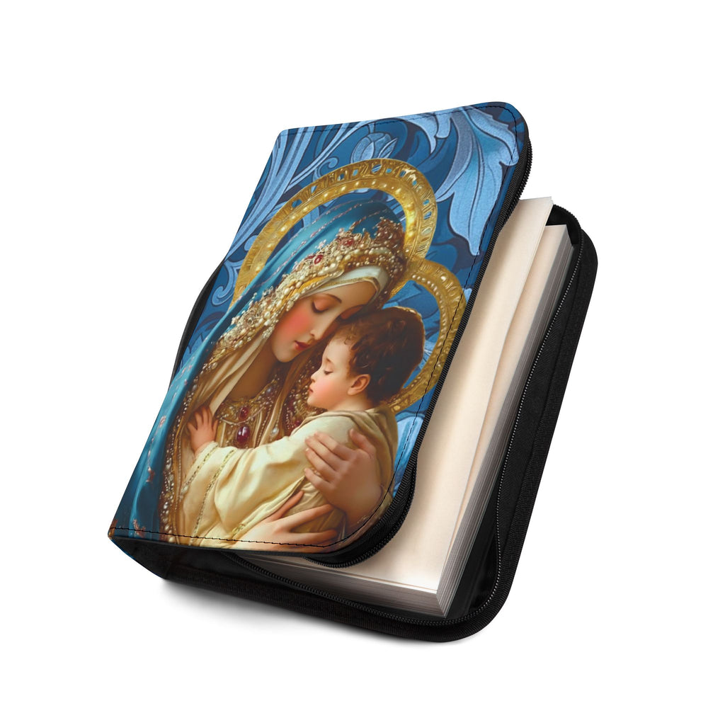 Floral Crucifix Bible Cover Vegan Leather Bible Cover with Handle & Zipper | Christian Bible Study