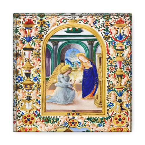 Annunciation Medieval Artwork Canvas Wall Art Matte Canvas, Mary & Gabriel Artwork Gift