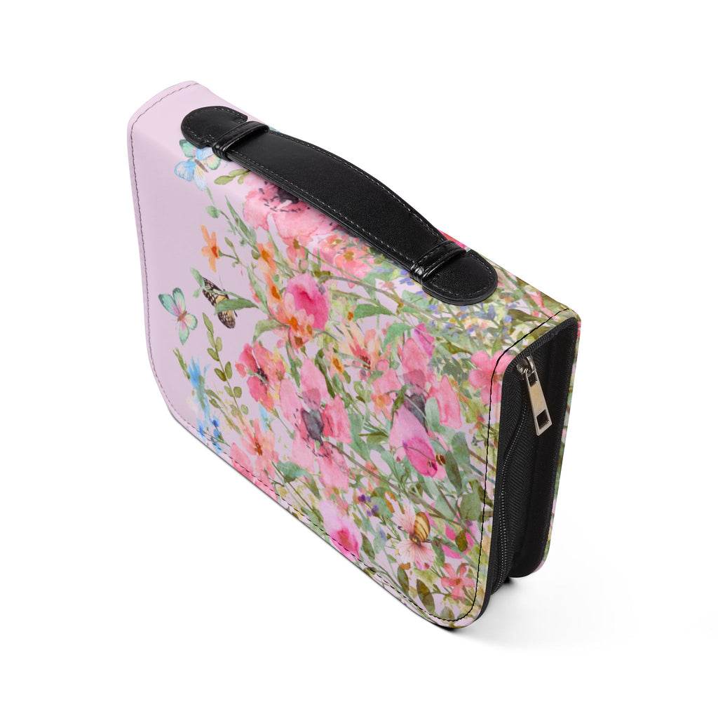 Floral Meadow Bible Cover | Pink Wildflowers, Butterflies, Missal Cover Bible Case