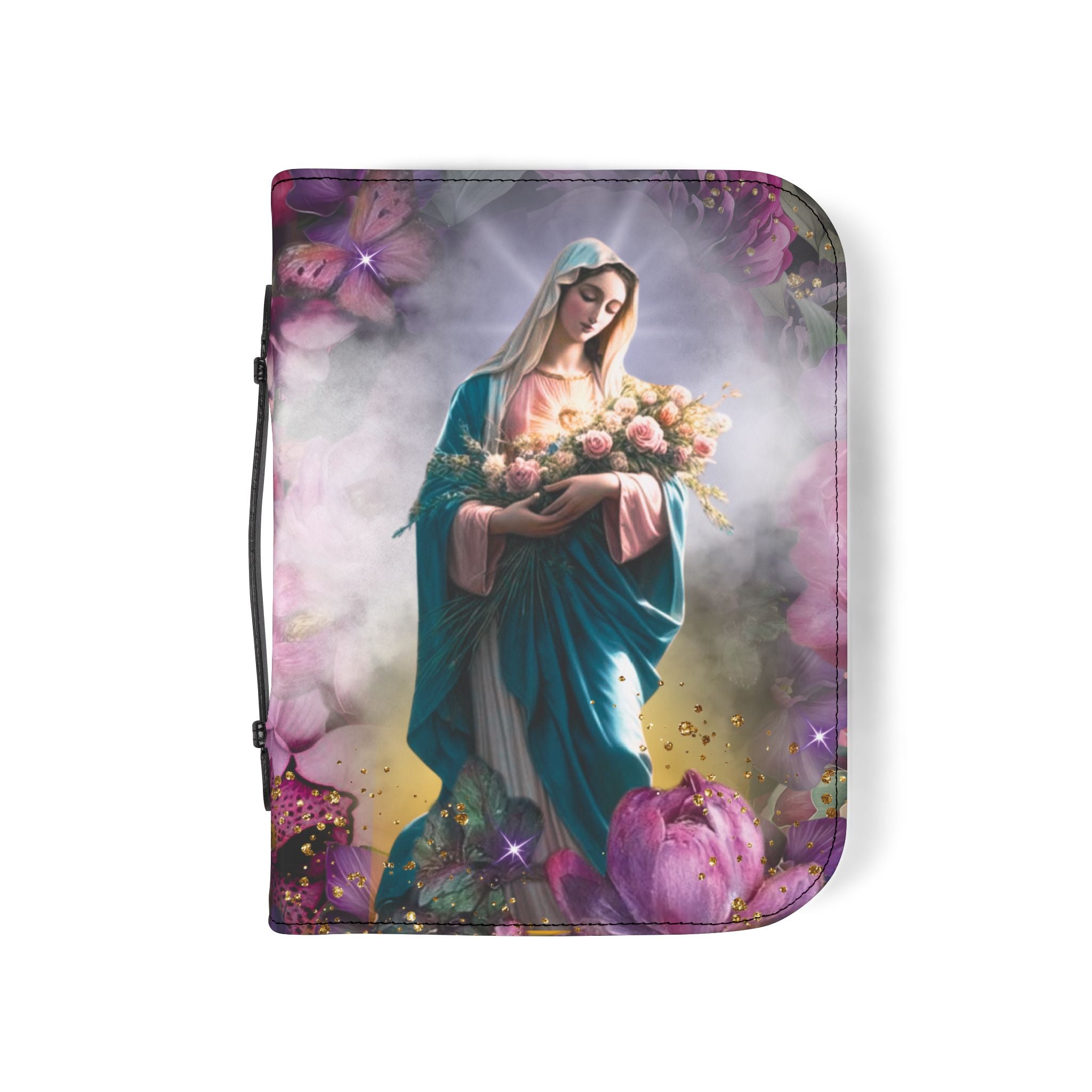 Marian Illustration Bible Cover | Protective Bible Case with Handle | Christian