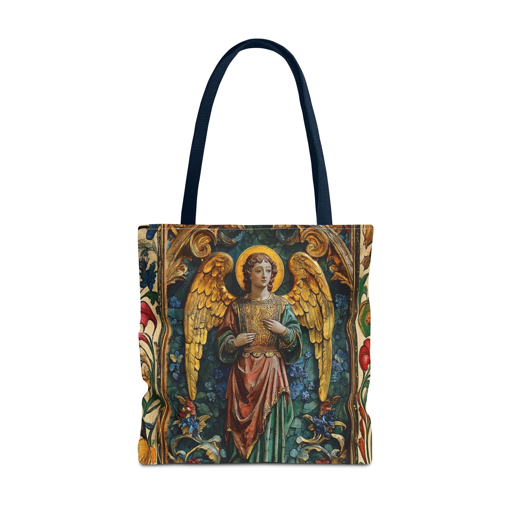 Medieval Manuscript Angel Tote | Ornate Religious Artwork, AOP Shoulder Bag Gift for Catholic