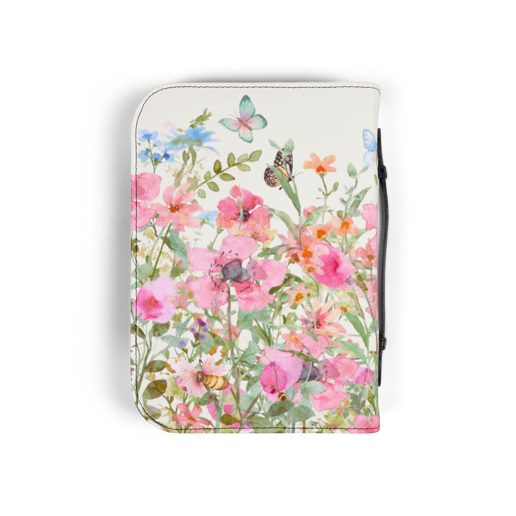 Floral Meadow Bible Cover | Pink Wildflowers, Butterflies, Missal Cover Bible Case