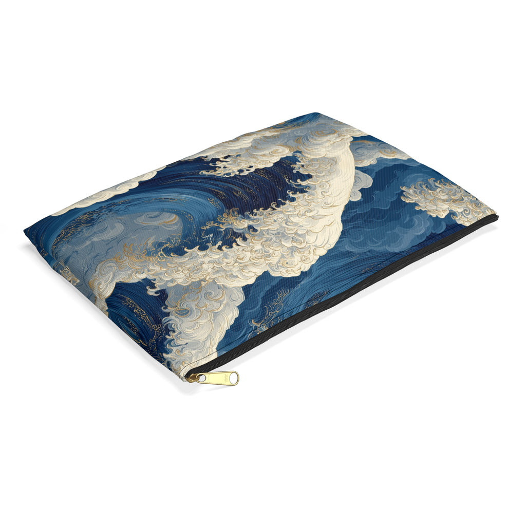 Ocean Wave Accessory Pouch | Blue Wave Cosmetic Bag
