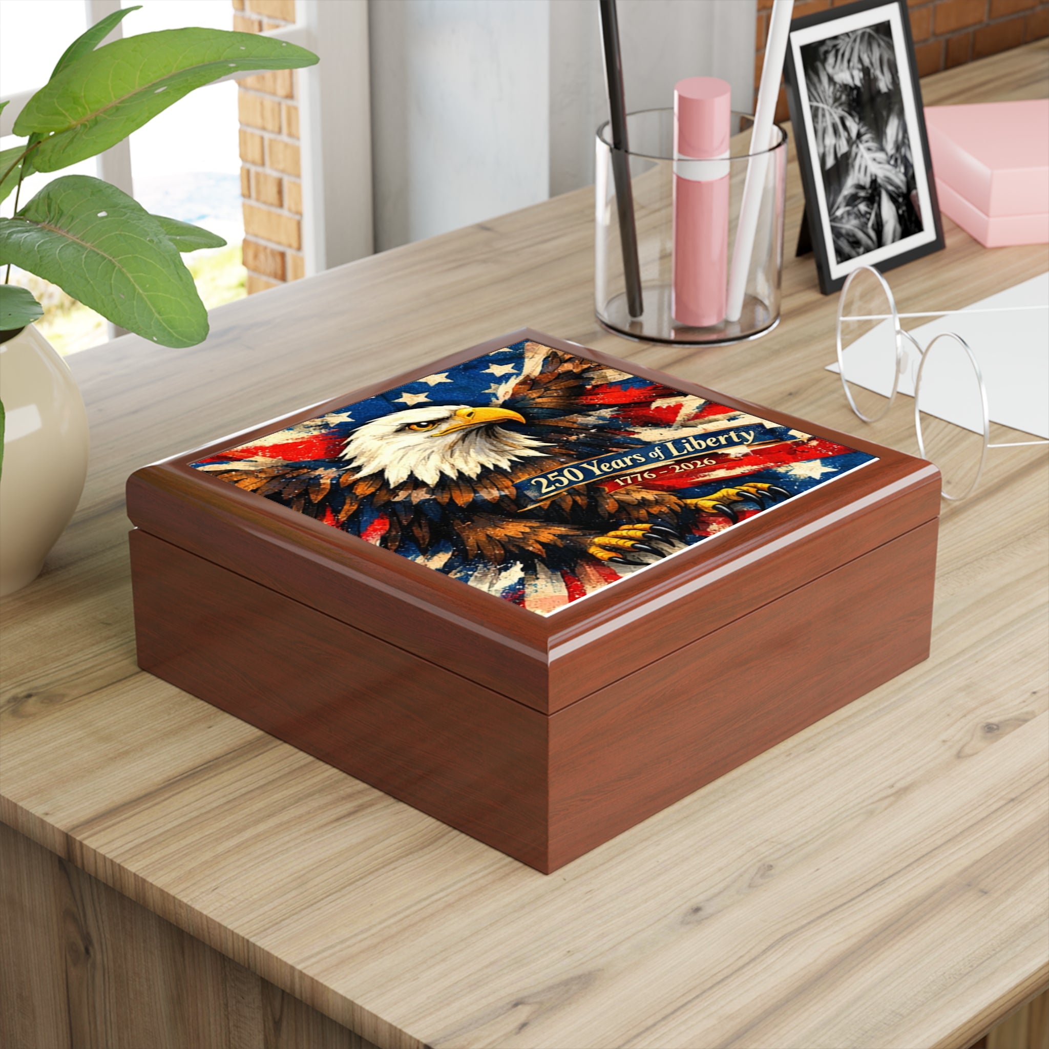 American 250th Anniversary Patriotic Keepsake Box | Veteran Jewelry Box Gift