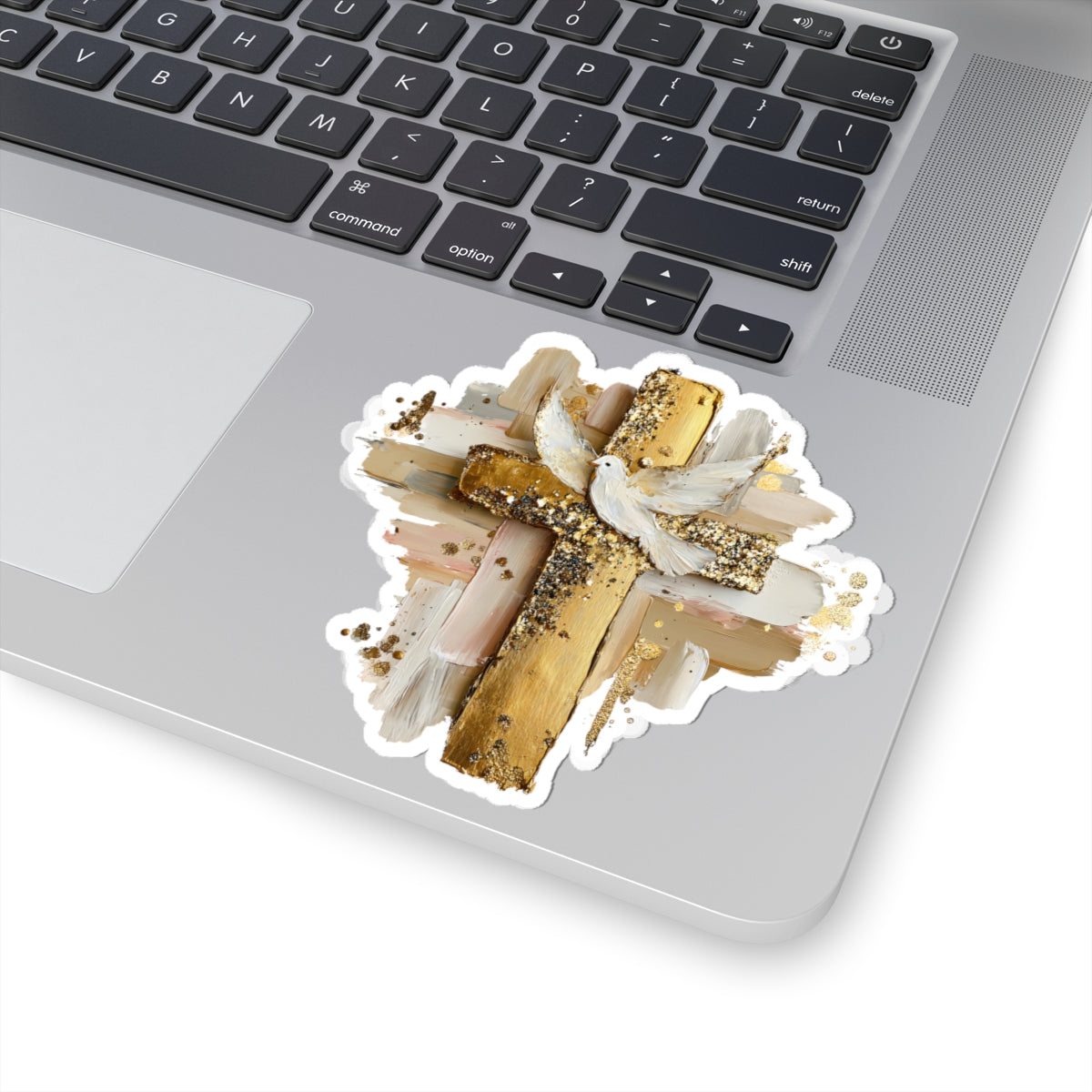 Gold Impasto Cross Sticker Kiss-Cut Sticker