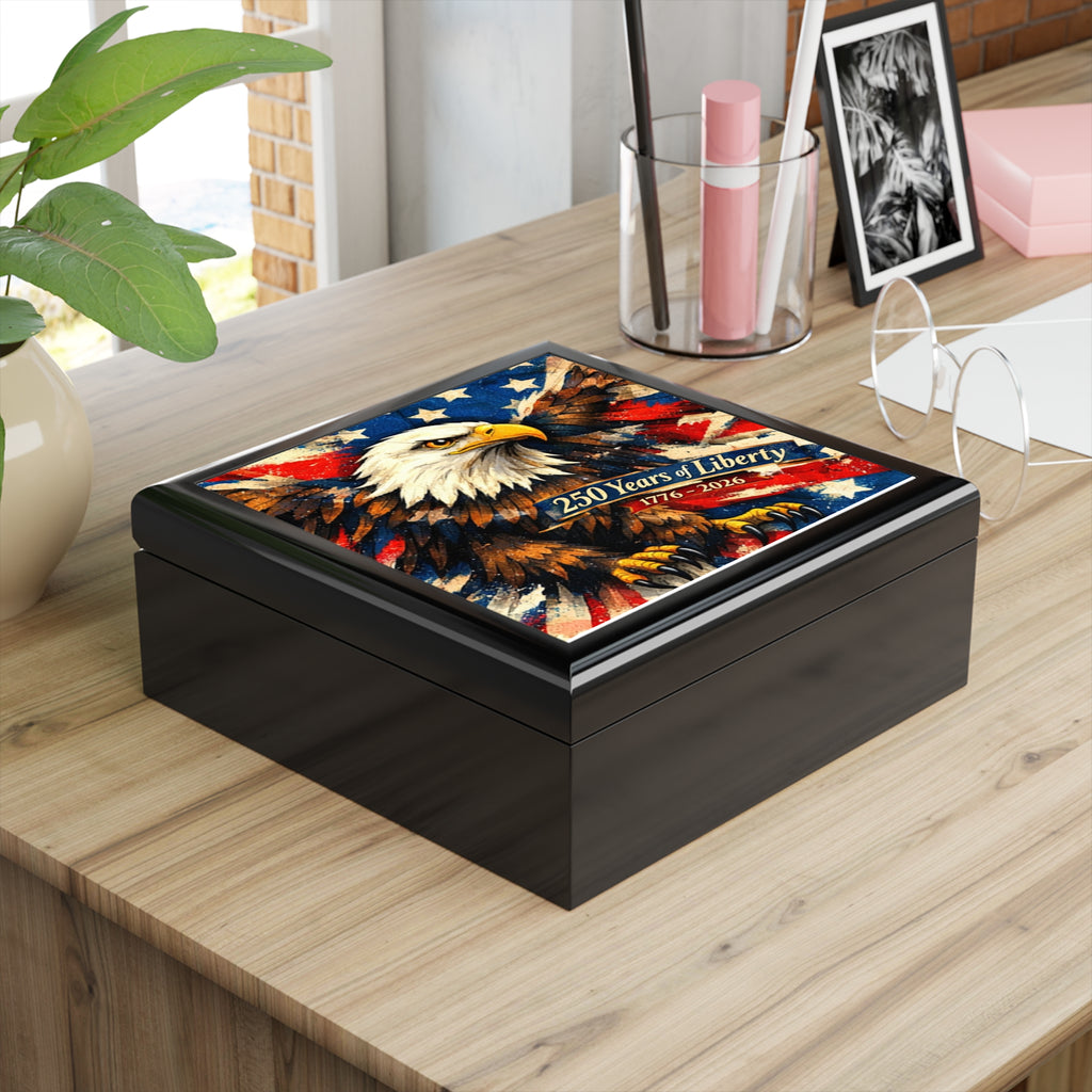 American 250th Anniversary Patriotic Keepsake Box | Veteran Jewelry Box Gift